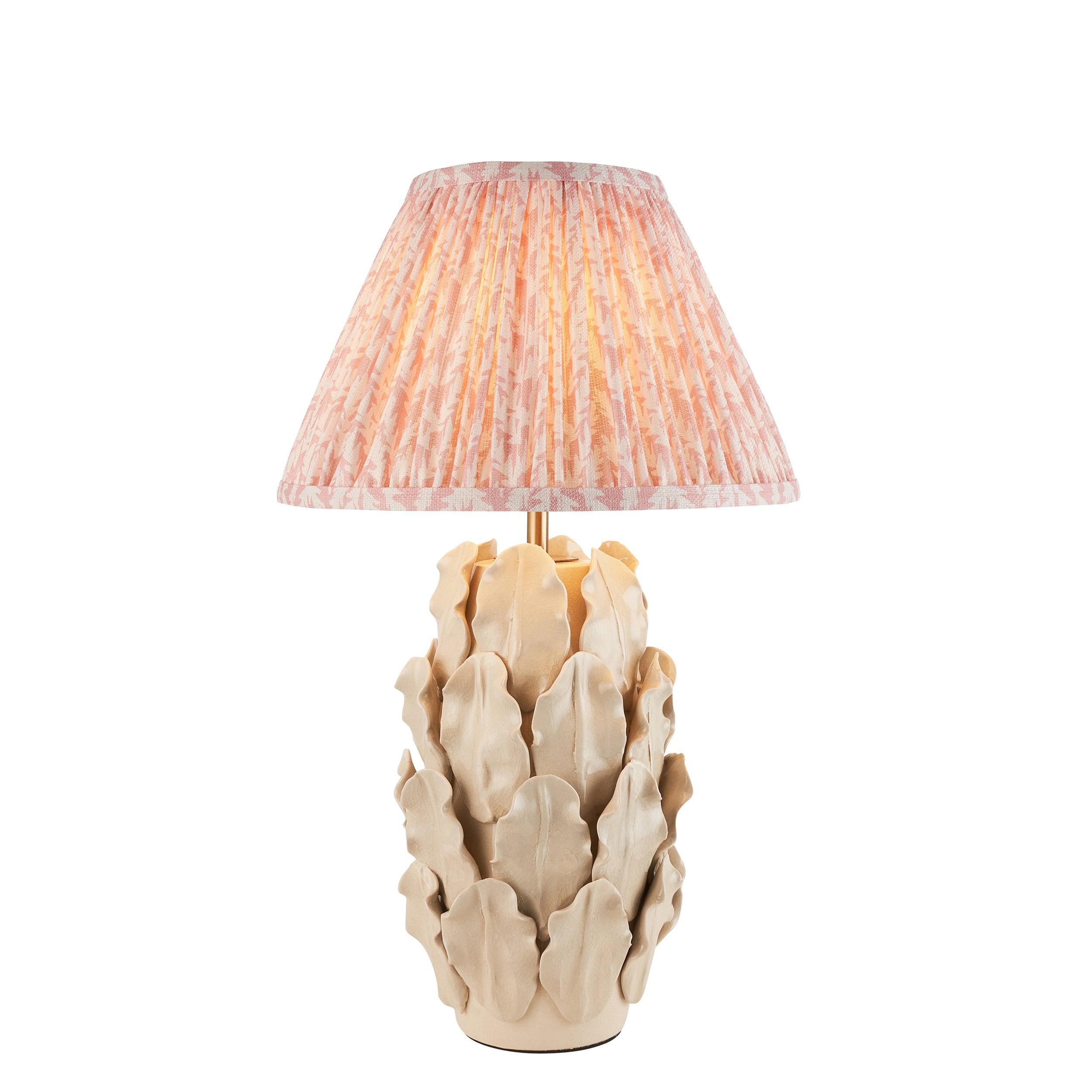 Layered Leaf Ivory Ceramic Table Lamp & Leaf 30cm Peachy Keen Shade
