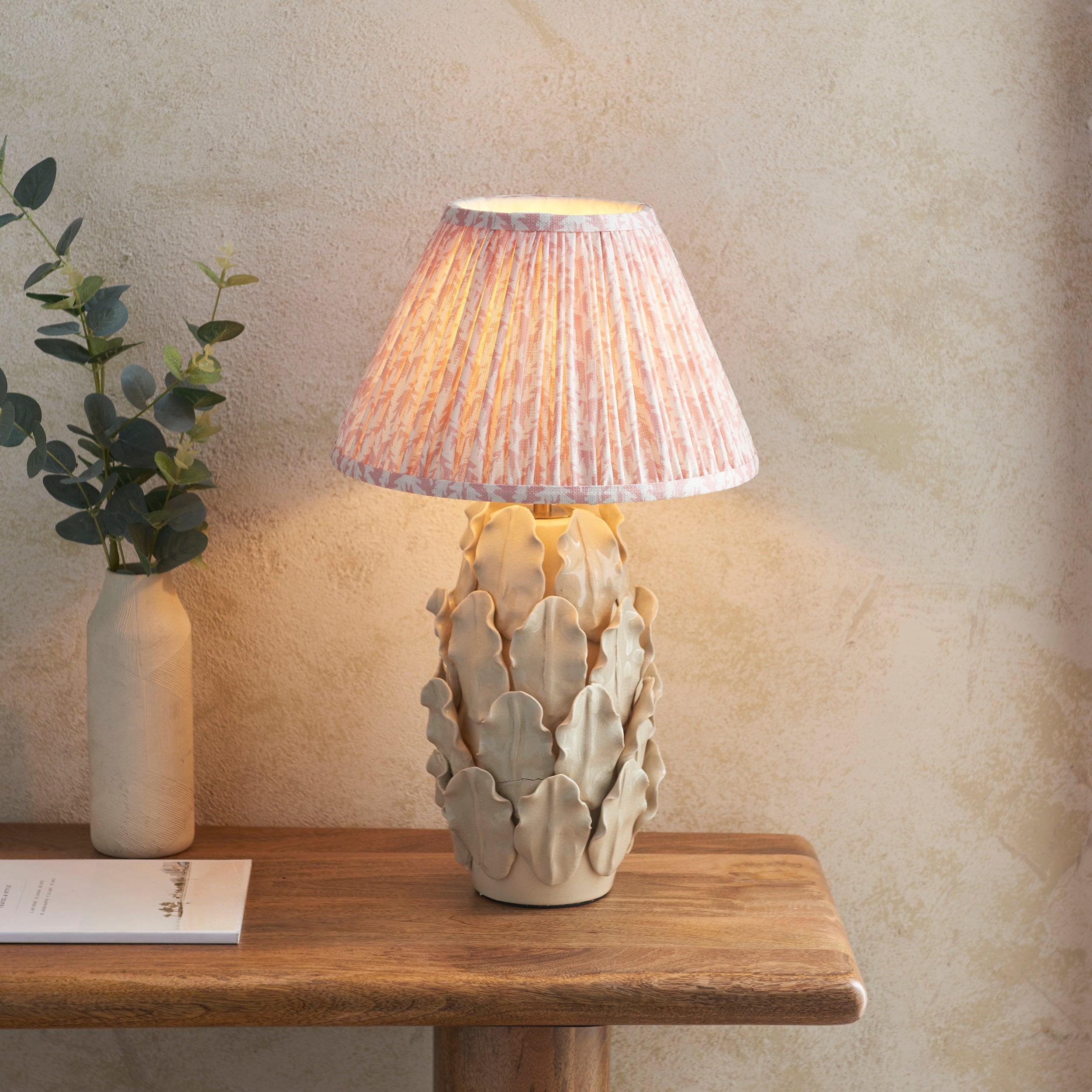 Layered Leaf Ivory Ceramic Table Lamp & Leaf 30cm Peachy Keen Shade