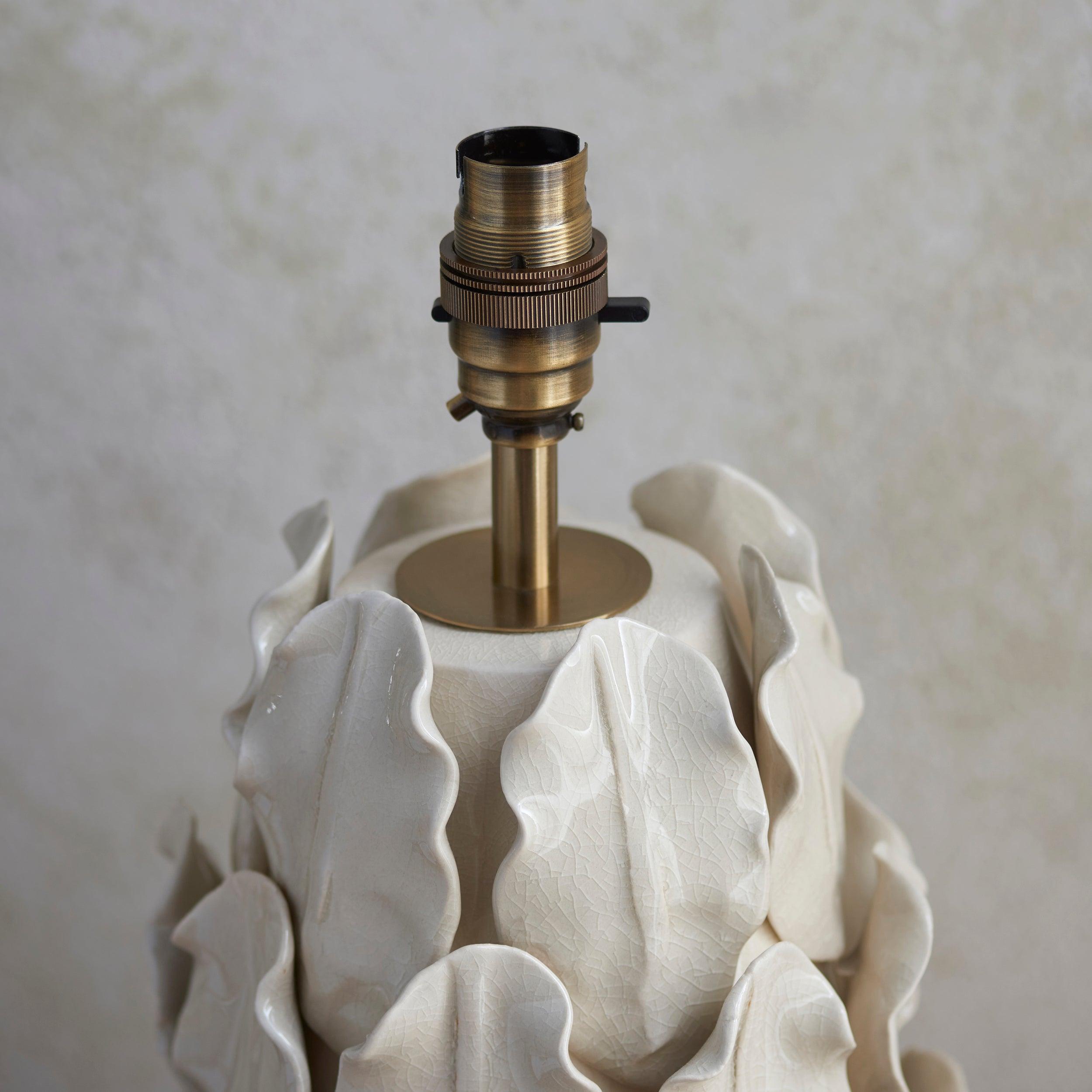 Layered Leaf Ivory Ceramic Table Lamp & Leaf 30cm Peachy Keen Shade