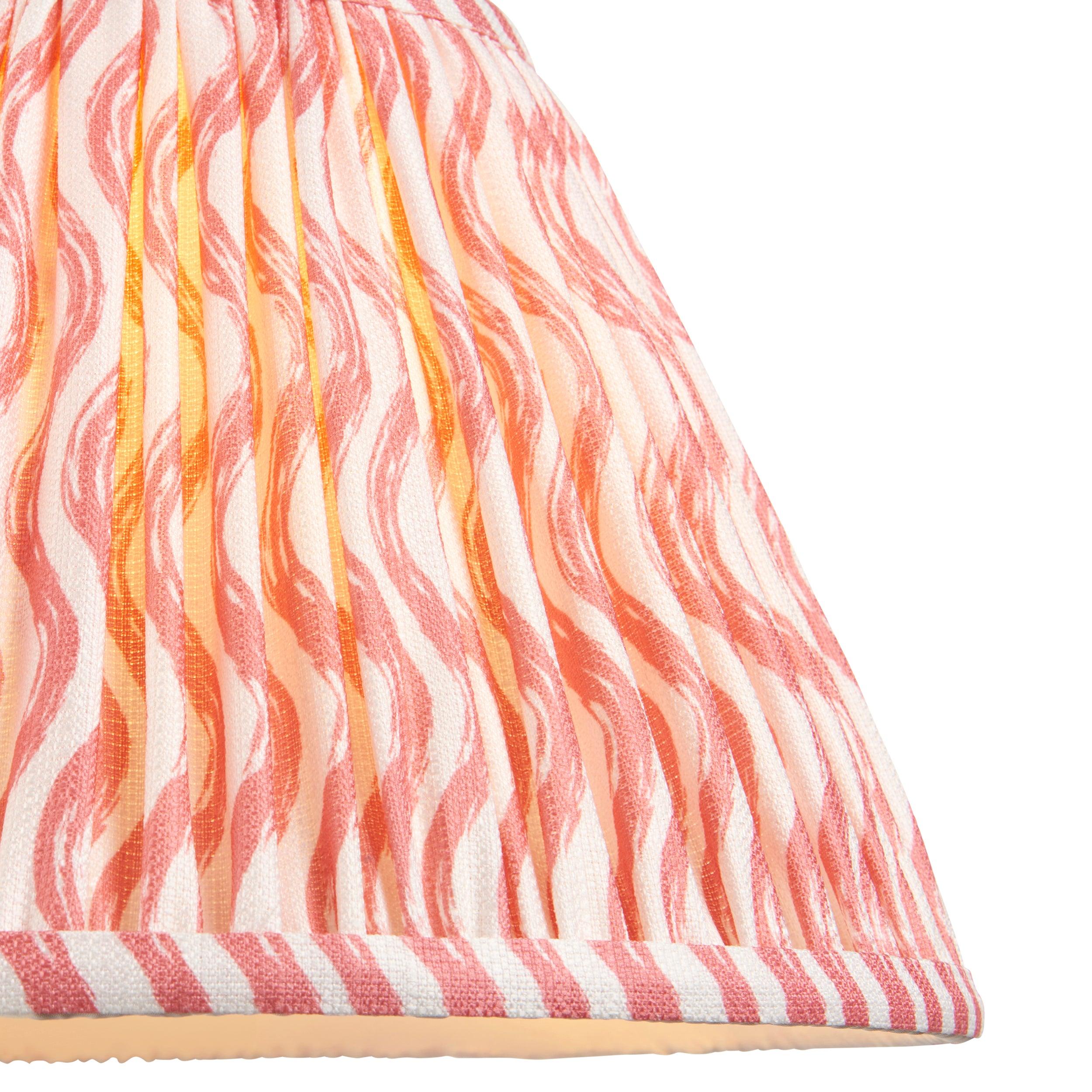 Layered Leaf Ivory Ceramic Table Lamp & Ripple 30cm Coral Pink Shade