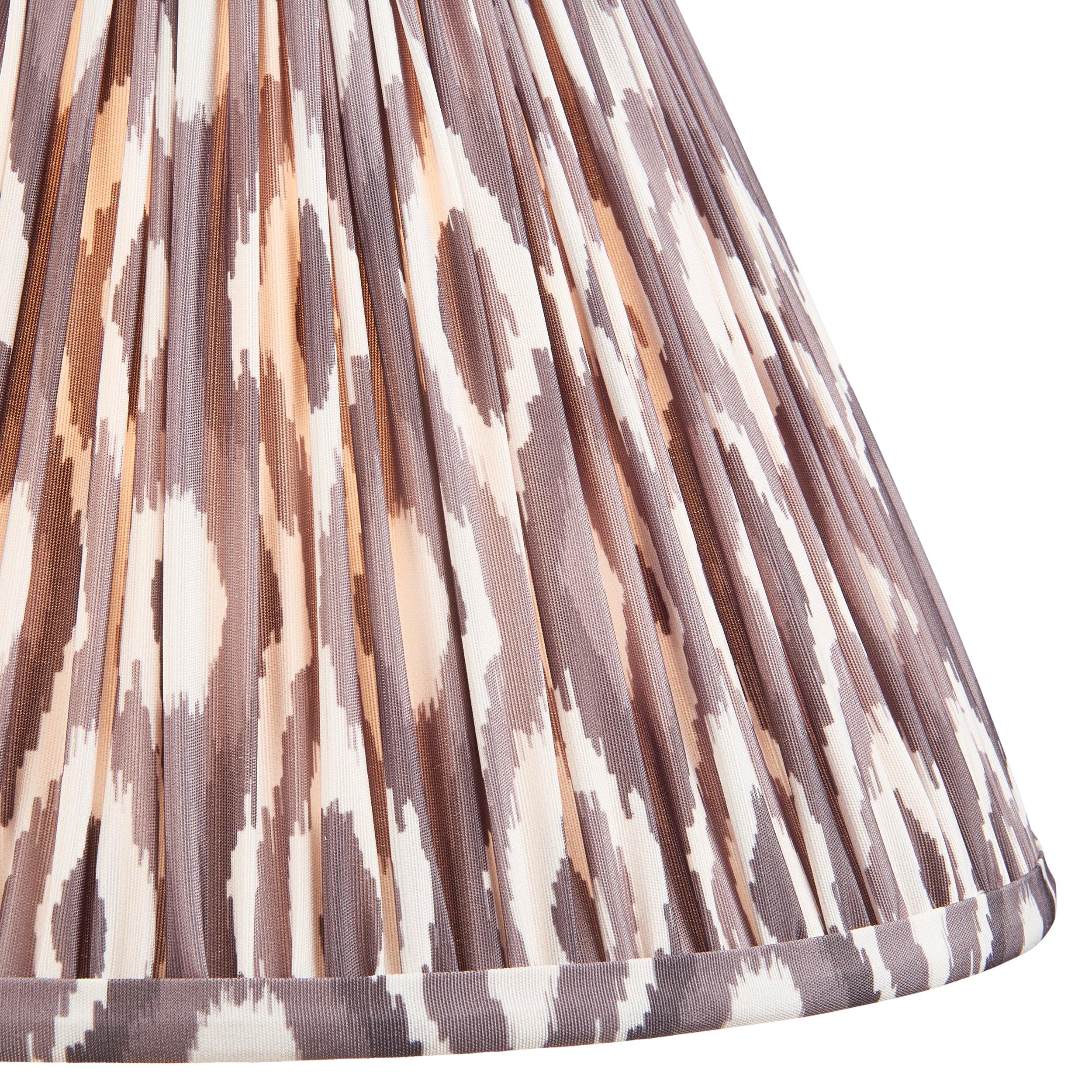 Layered Leaf Ivory Ceramic Table Lamp & Ikat 30cm Pearl Grey Shade