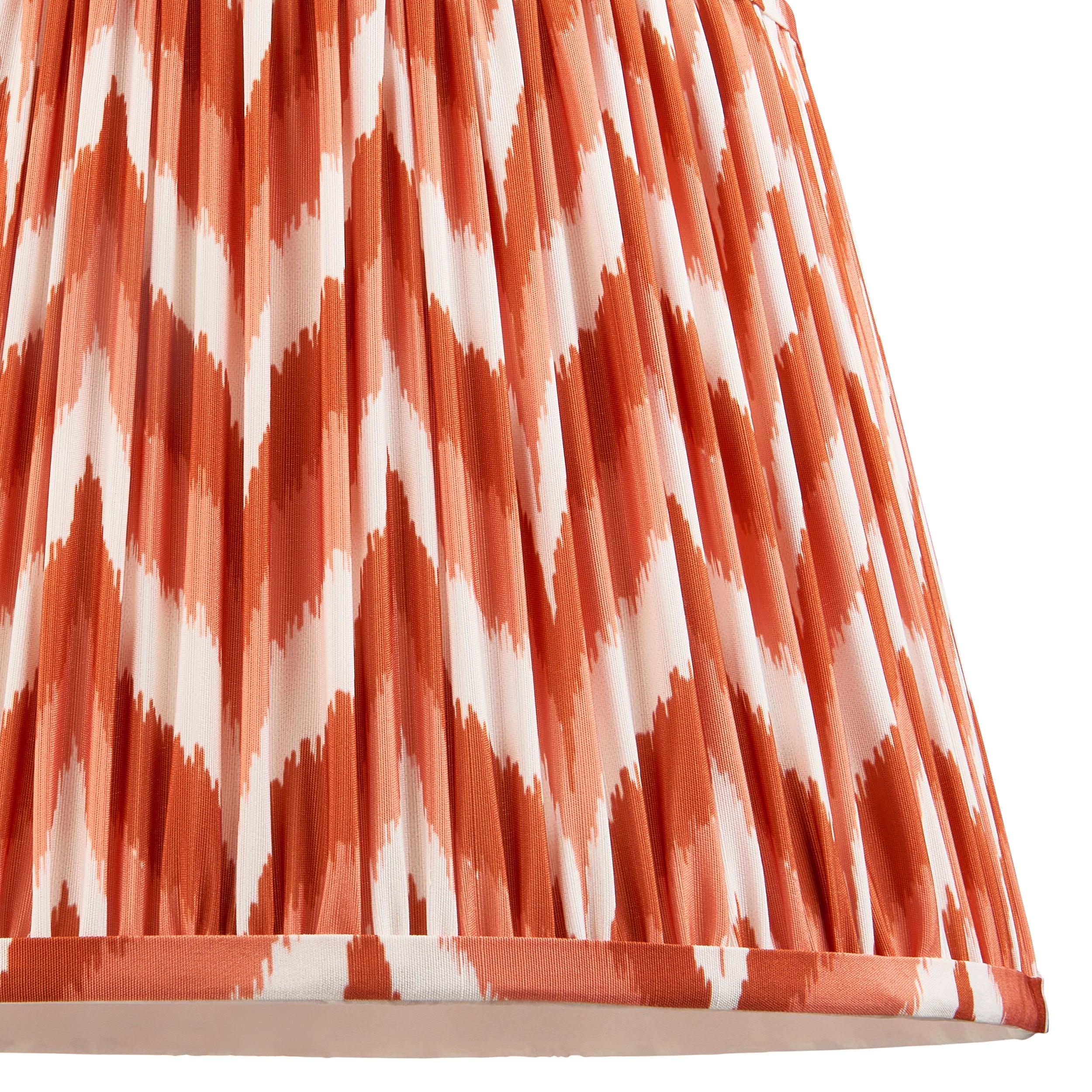 Layered Leaf Green Ceramic Table Lamp & Zigzag 35cm Apricot Orange Shade