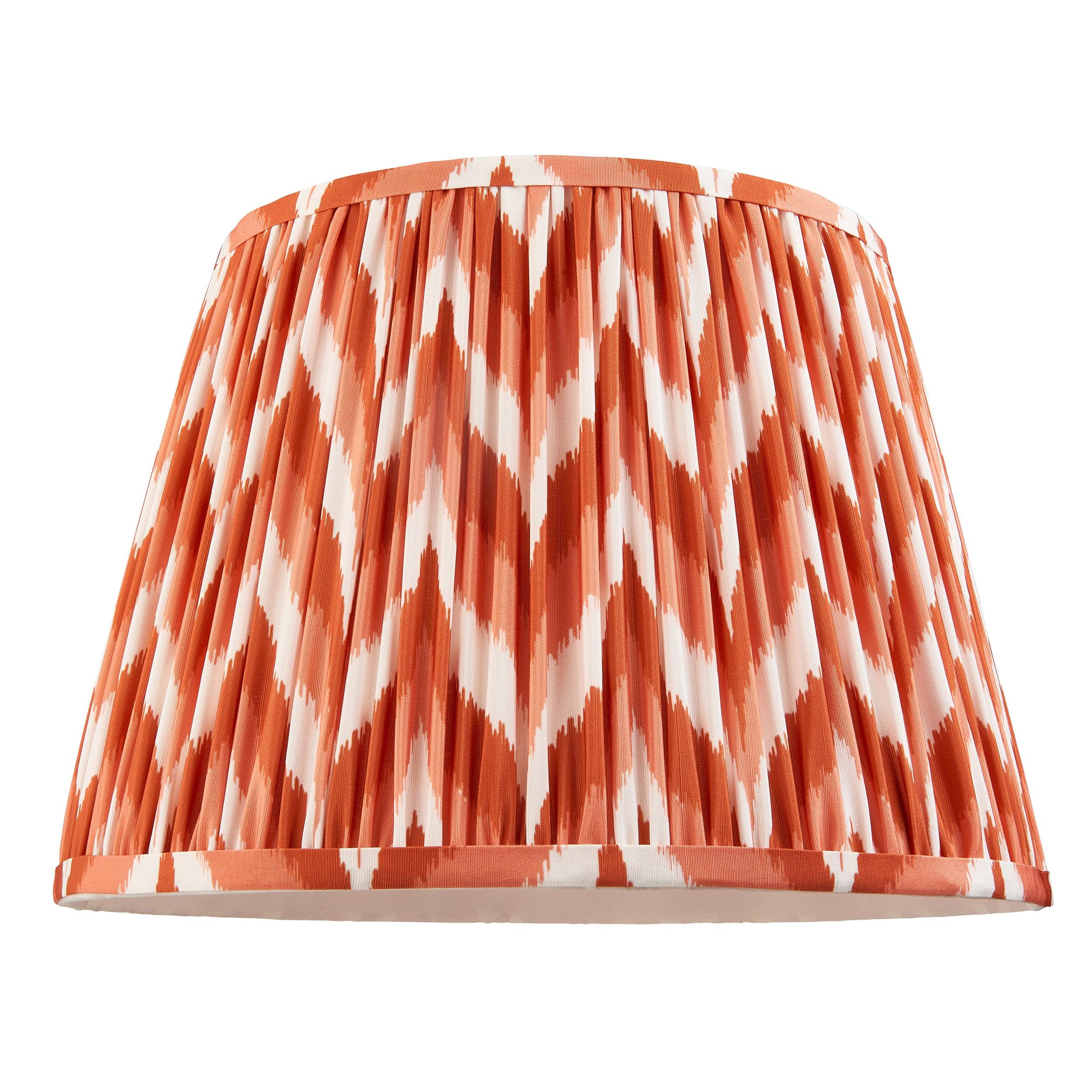 Layered Leaf Green Ceramic Table Lamp & Zigzag 35cm Apricot Orange Shade
