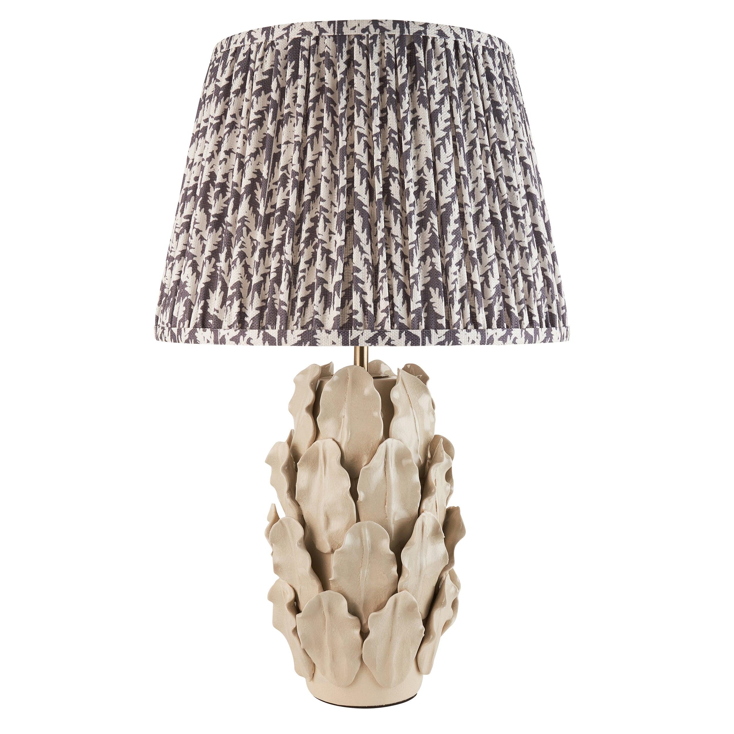 Layered Leaf Ivory Ceramic Table Lamp & 35cm Pearl Grey Shade