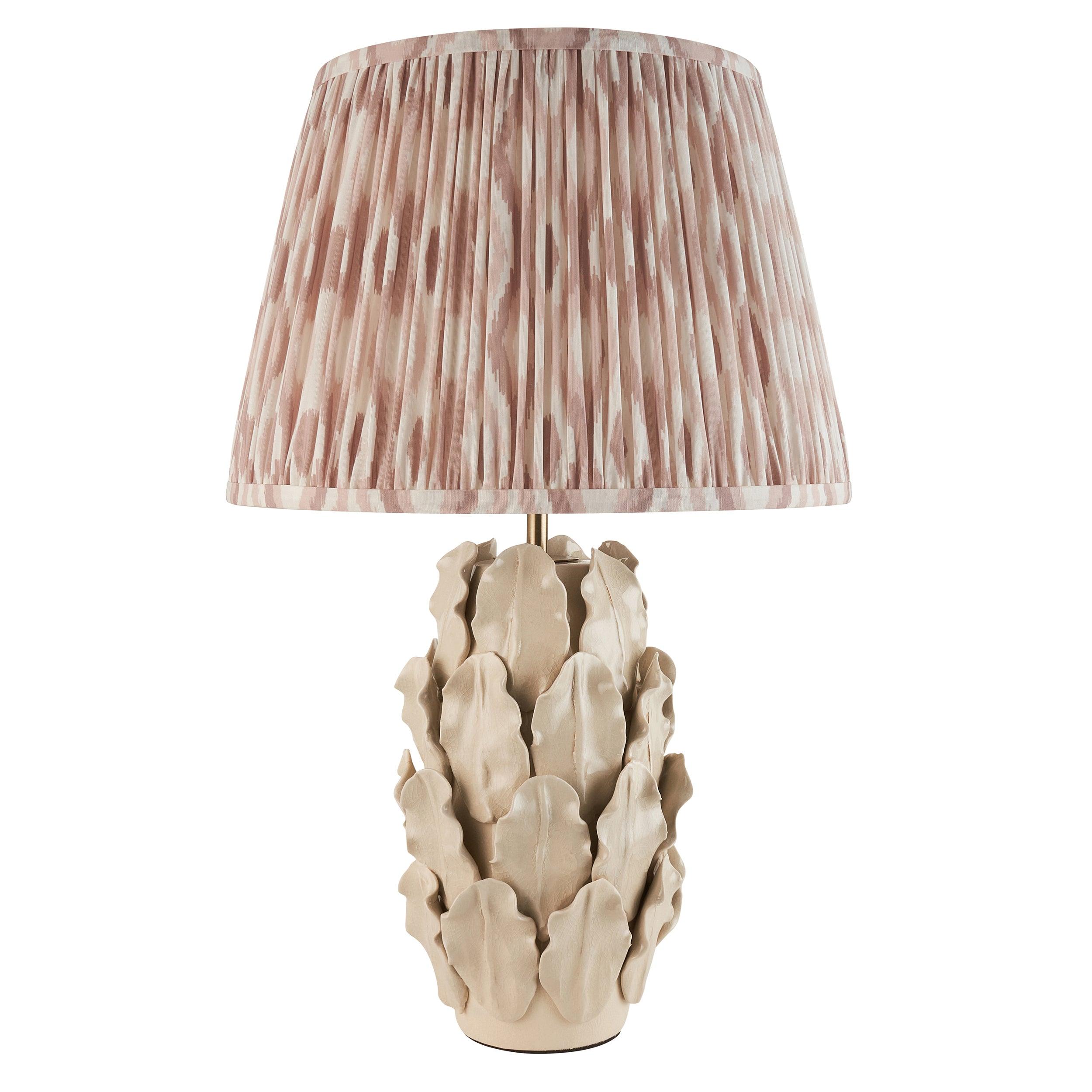 Layered Leaf Ivory Ceramic Table Lamp & Ikat 35cm Neutral Shade
