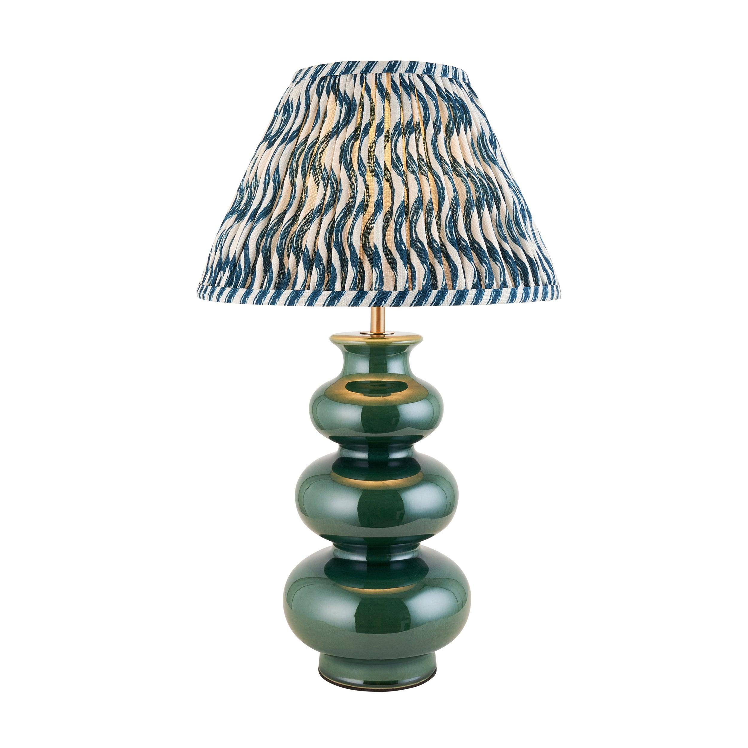 Monroe Blue Ceramic Table Lamps & Ripple 30cm Marlin Blue Shade