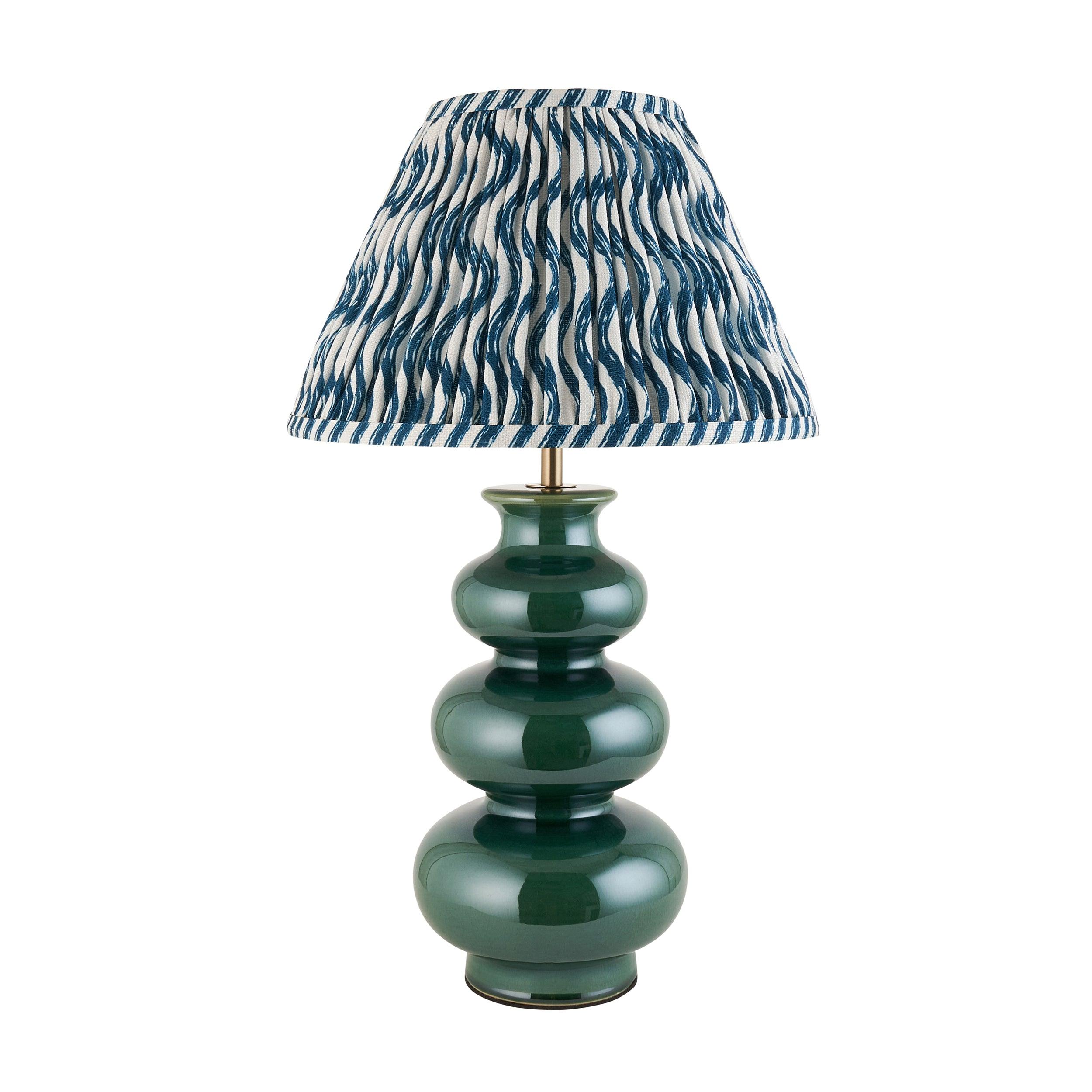 Monroe Blue Ceramic Table Lamps & Ripple 30cm Marlin Blue Shade