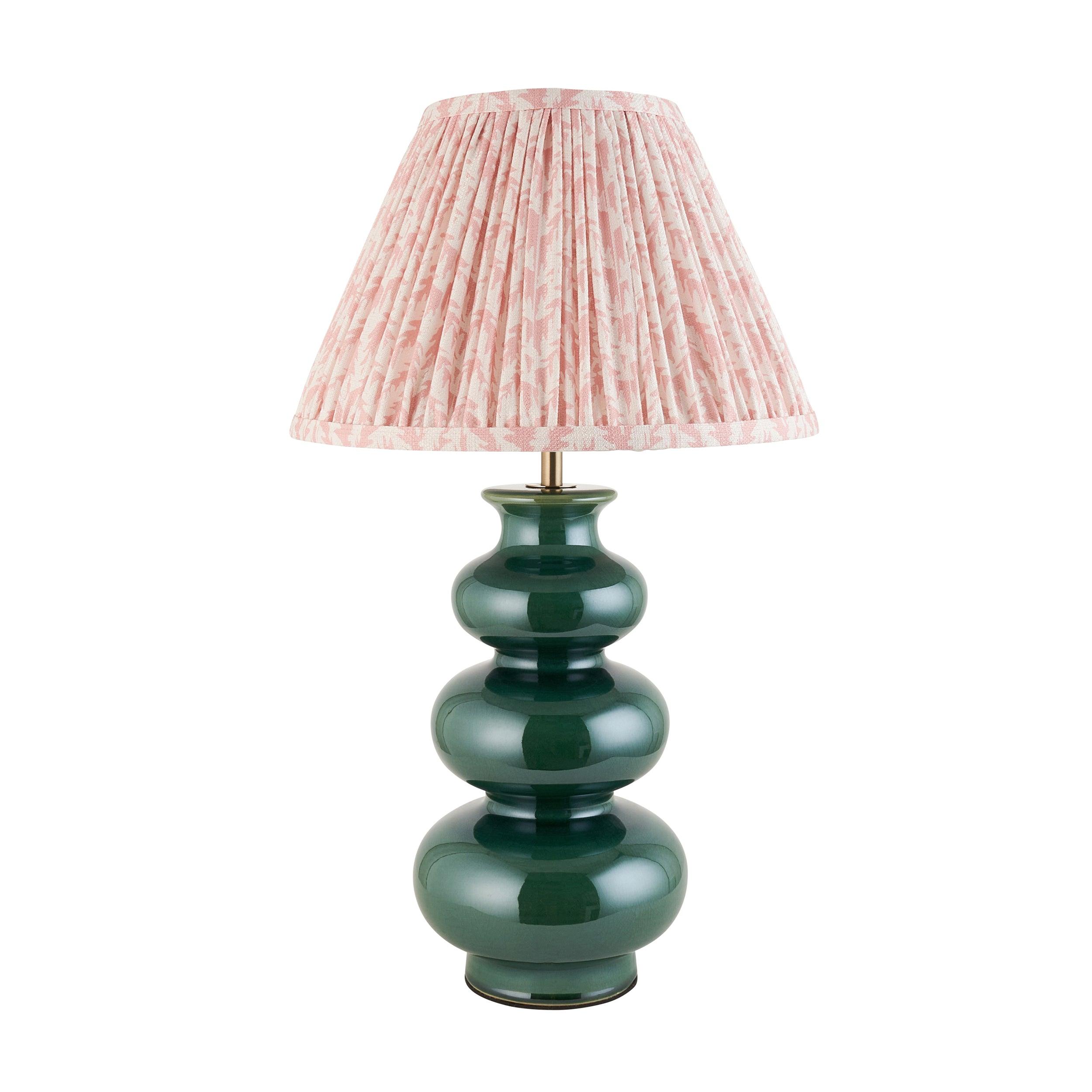 Monroe Green Ceramic Table Lamp & Leaf 30cm Peachy Keen Shade