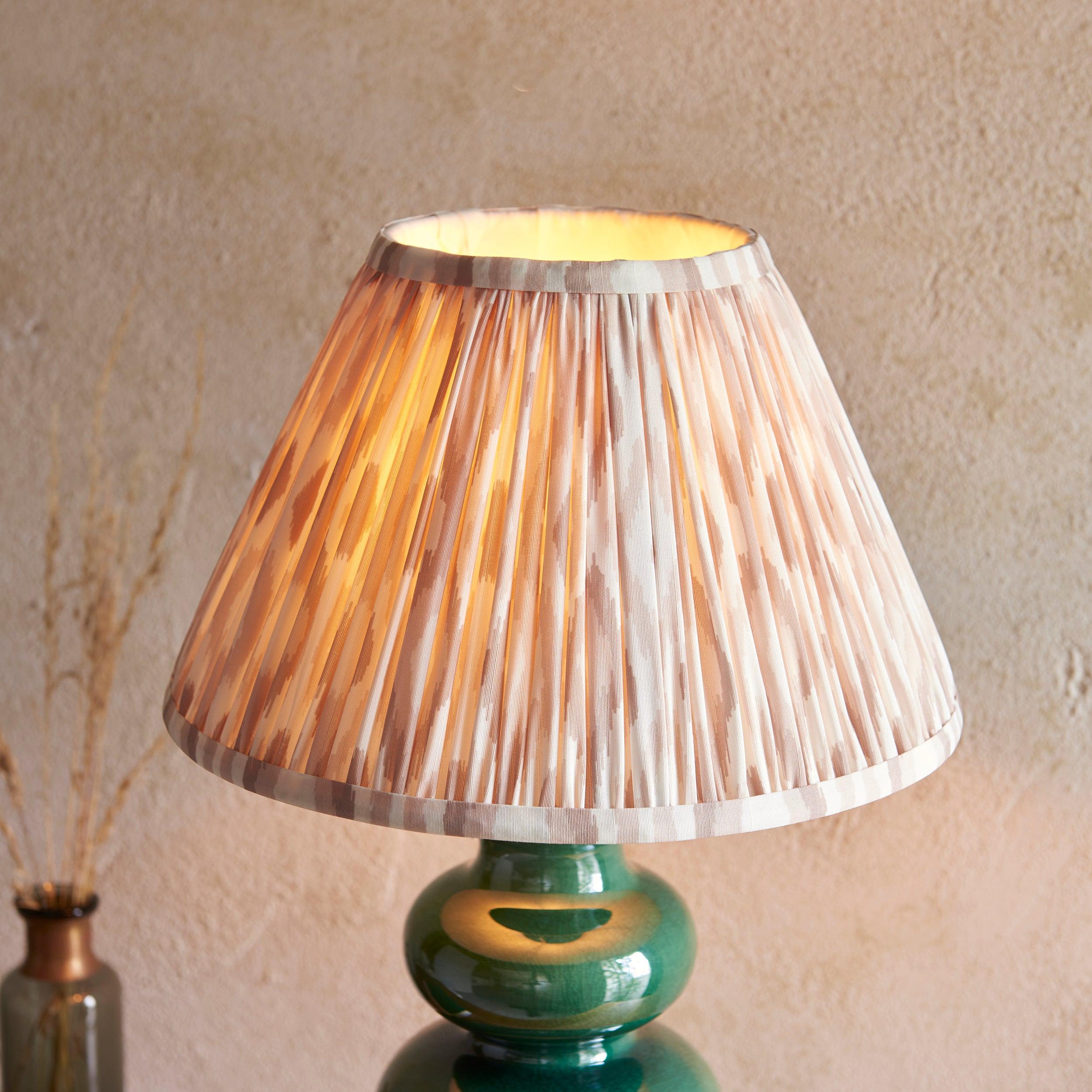 Monroe Green Ceramic Table Lamp & Ikat 30cm Neutral Shade