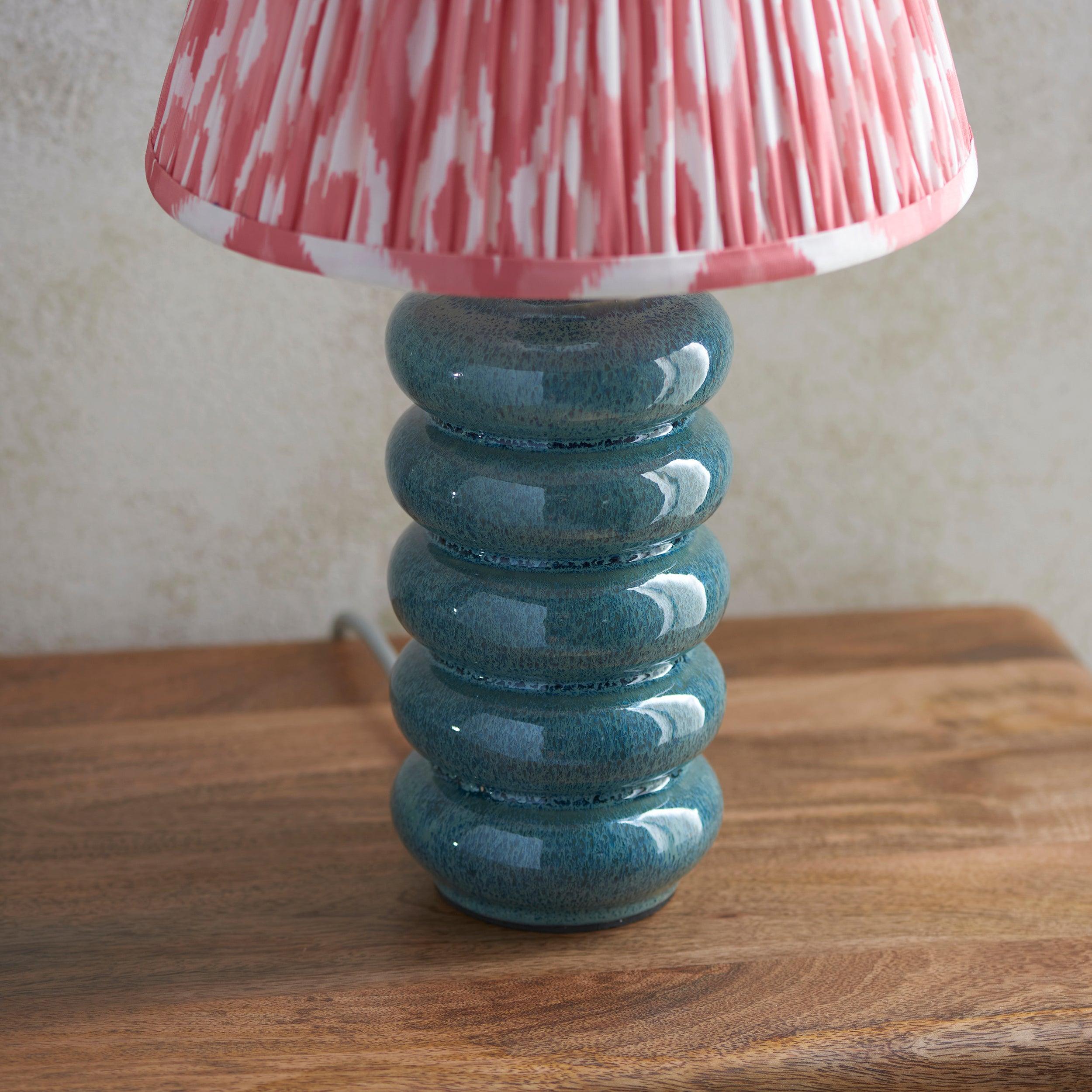 Squash Ceramic Table & Ikat 25cm Coral Pink Shade