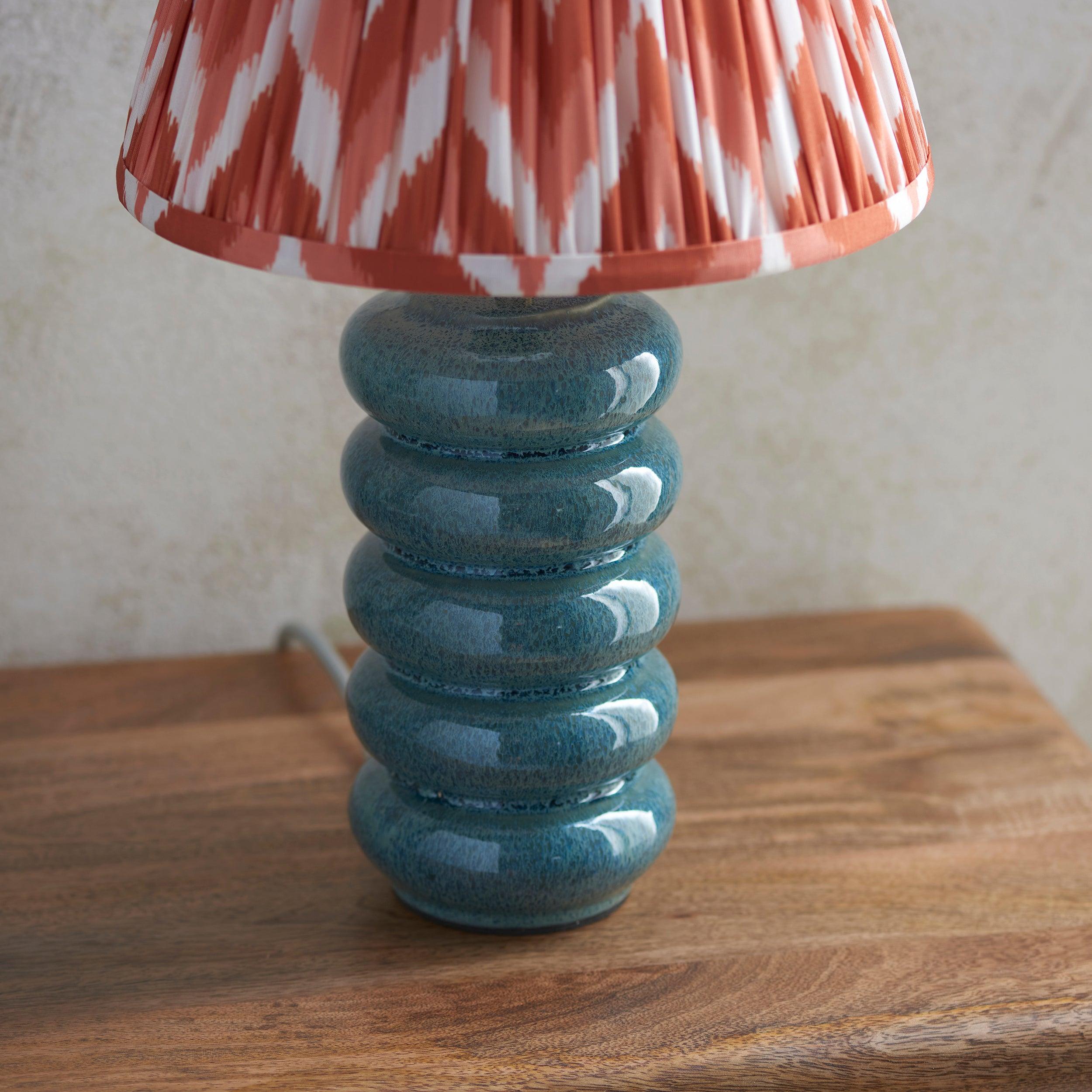 Squash Ceramic Table & Zigzag 25cm Apricot Orange Shade