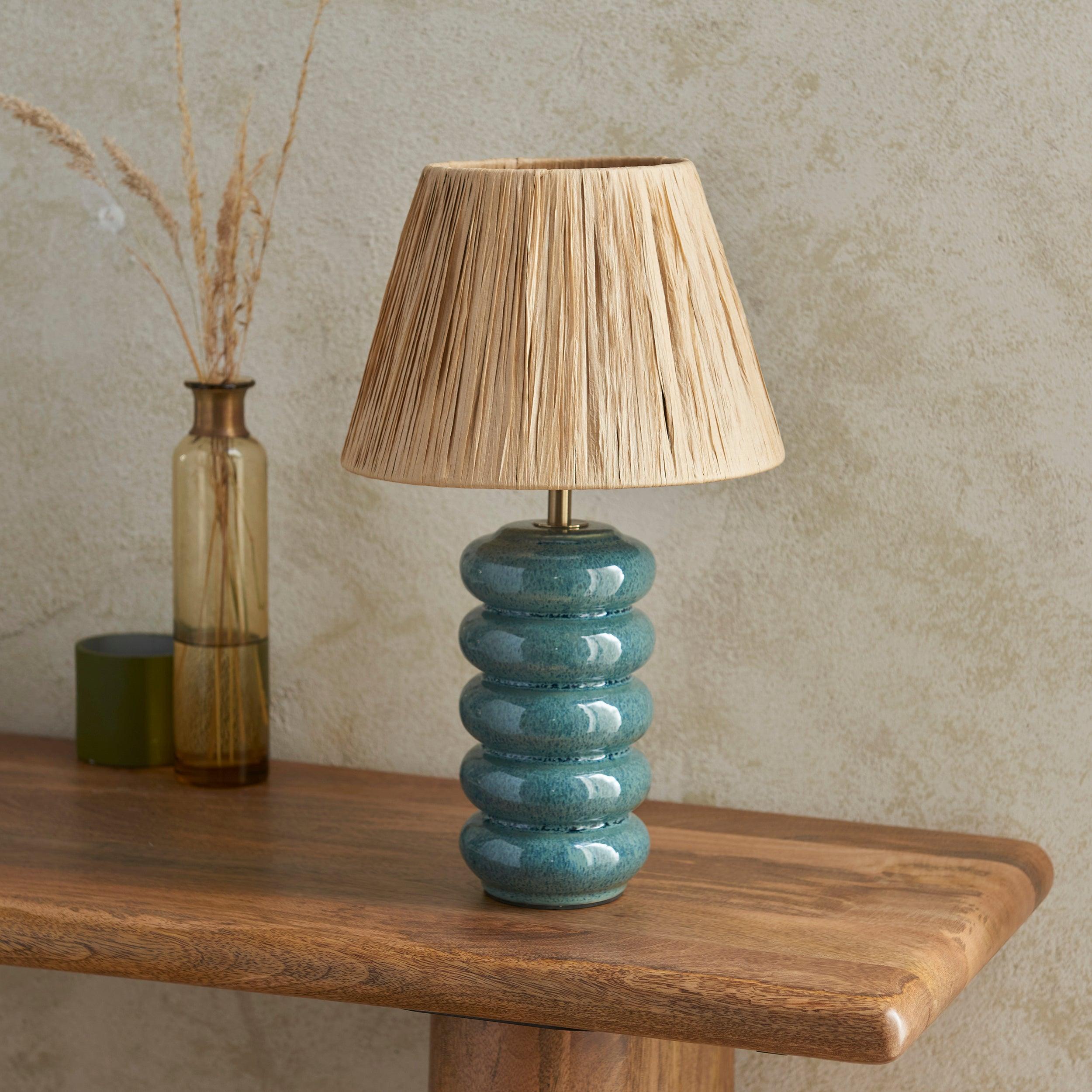 Squash Ceramic Table & Raffia 24cm Natural Raffia Shade