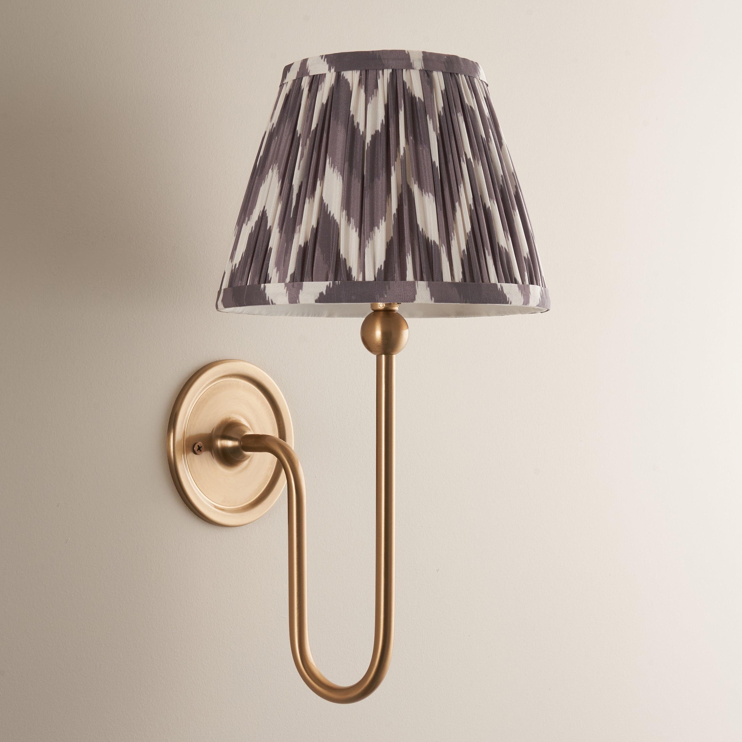 Santiago Long Line Brass Wall Light With 20cm Grey Zigzag Shade