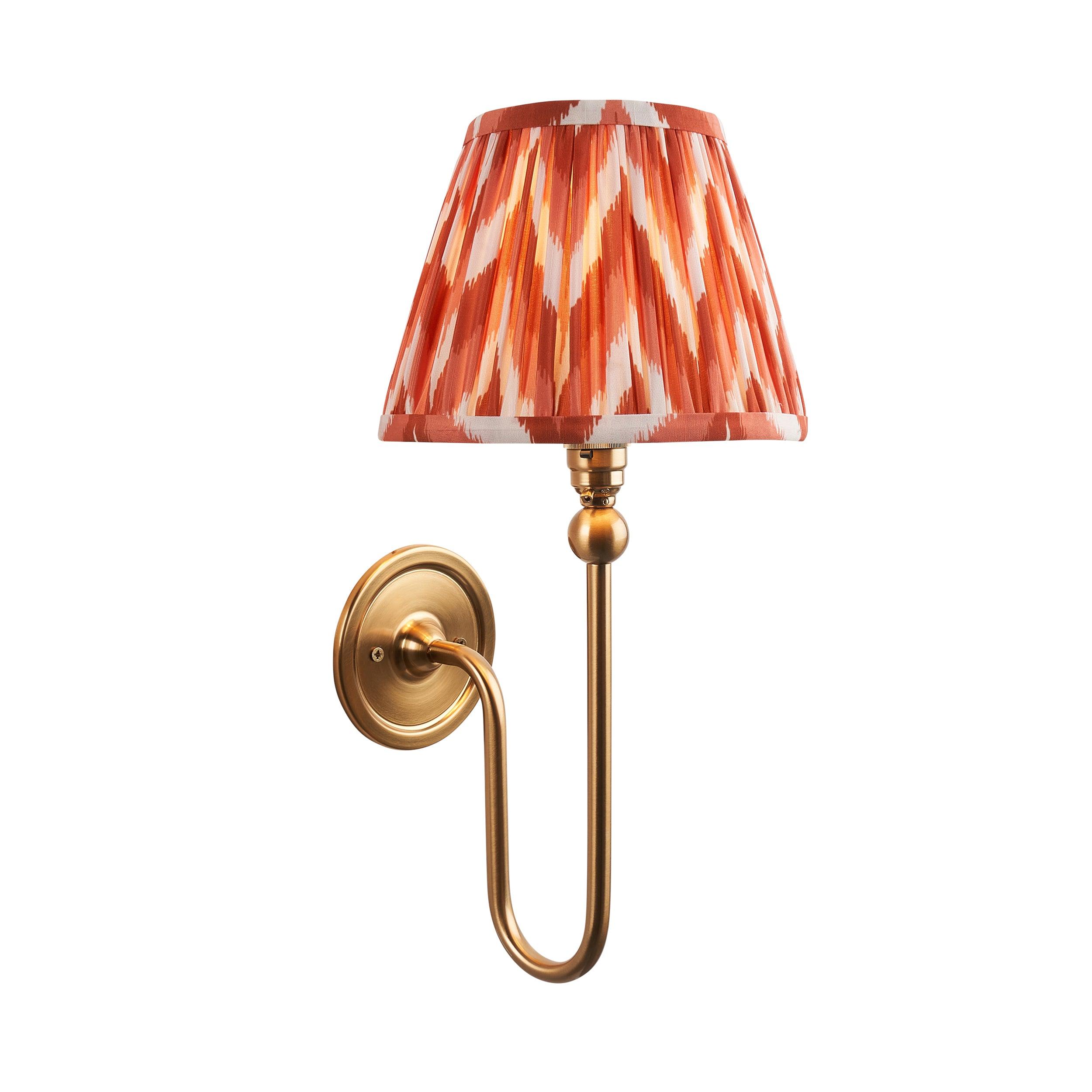Santiago Long Line Brass Wall Light With 20cm Orange Zigzag Shade