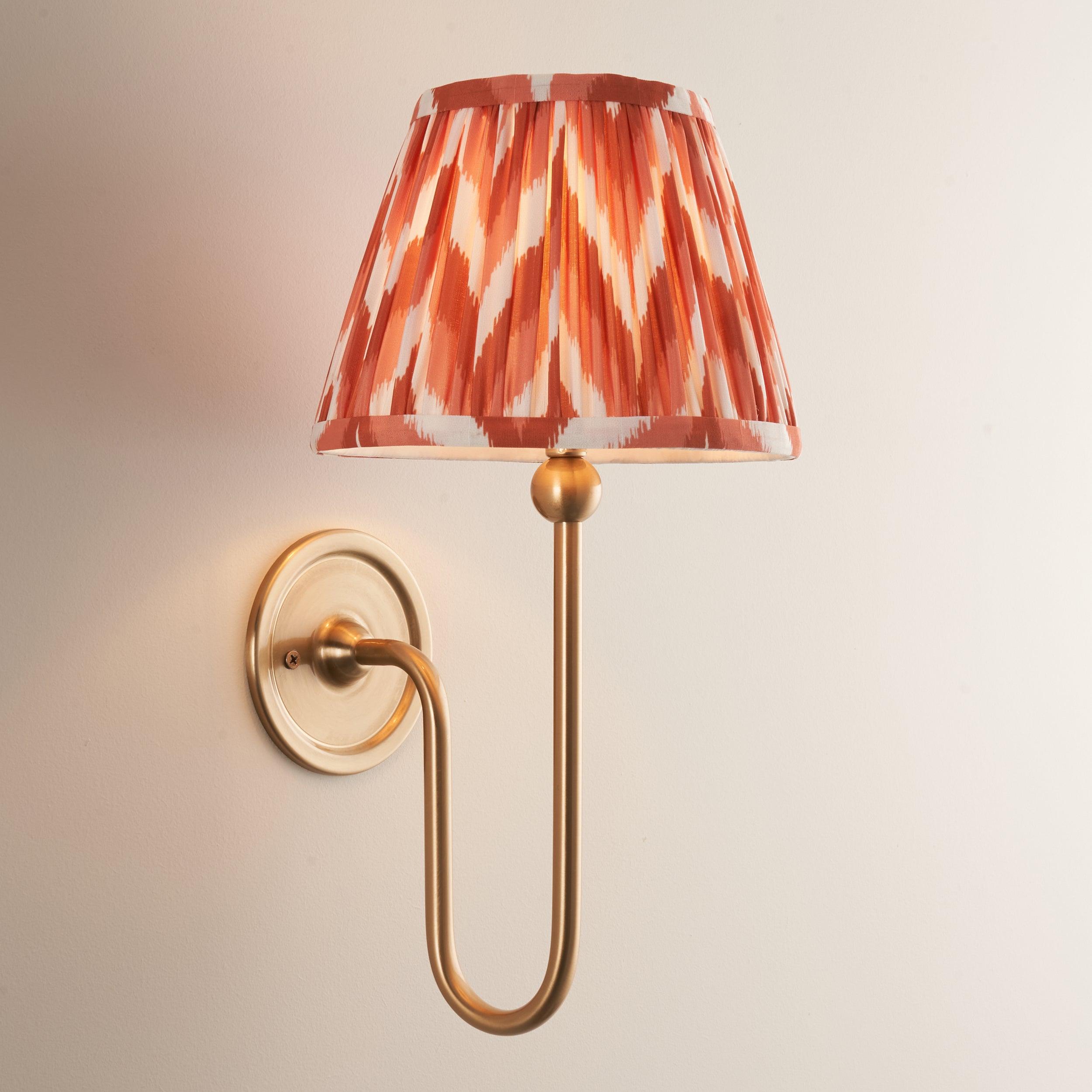 Santiago Long Line Brass Wall Light With 20cm Orange Zigzag Shade