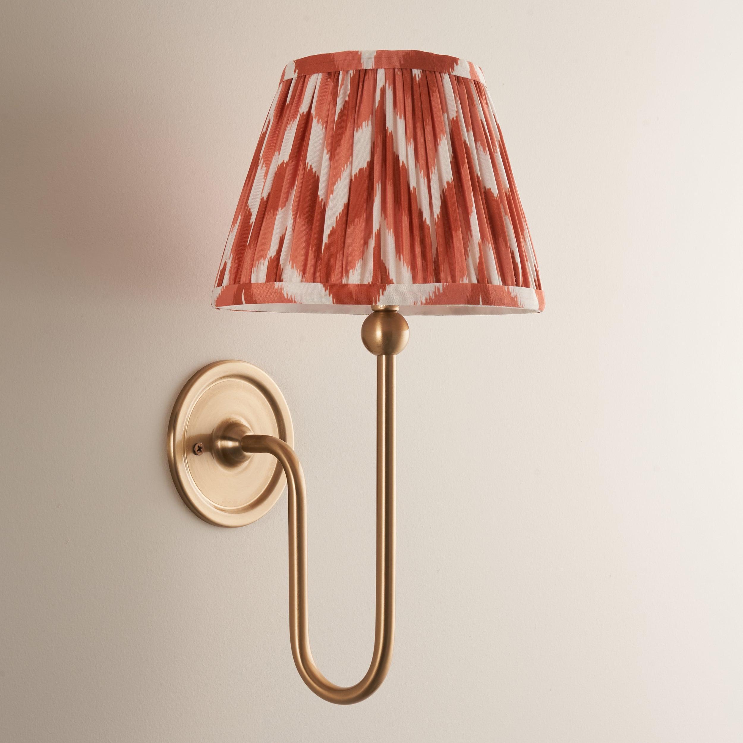 Santiago Long Line Brass Wall Light With 20cm Orange Zigzag Shade