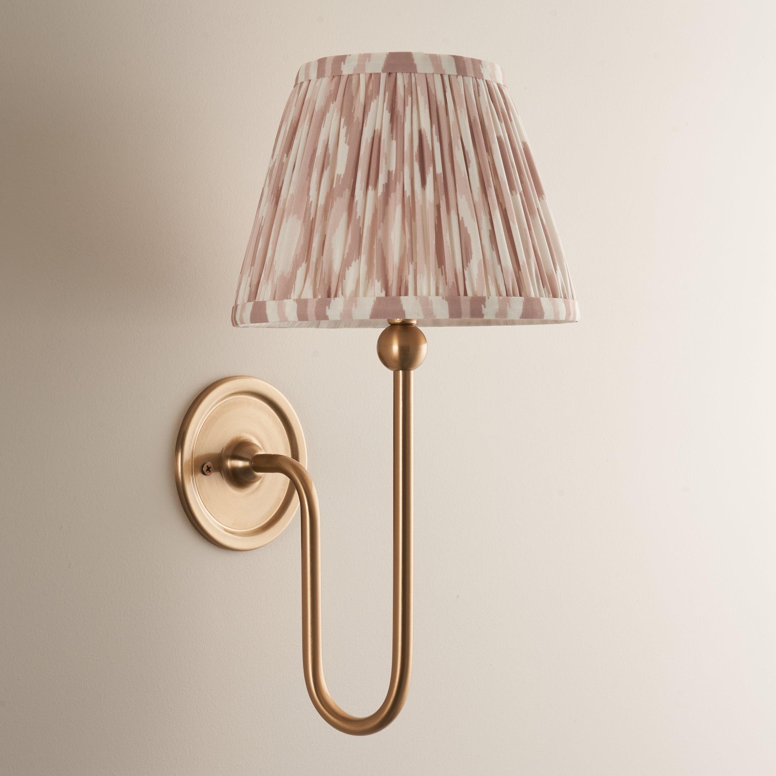 Santiago Long Line Brass Wall Light With 20cm Neutral Ikat Shade