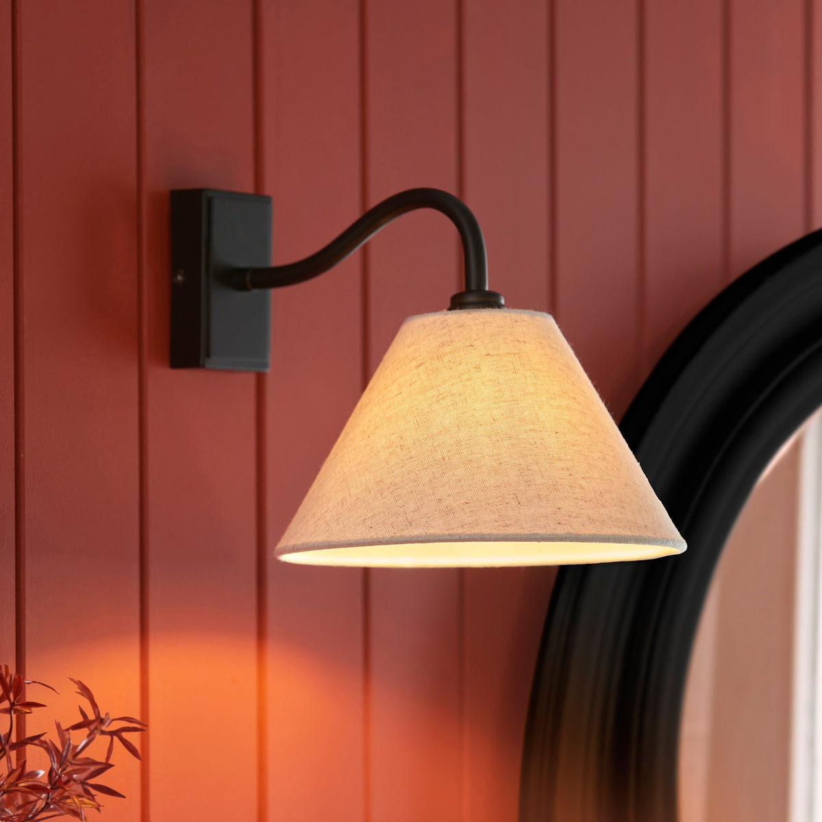 Knole Black Wall Light - Faux Fabric Shade-OB-180926