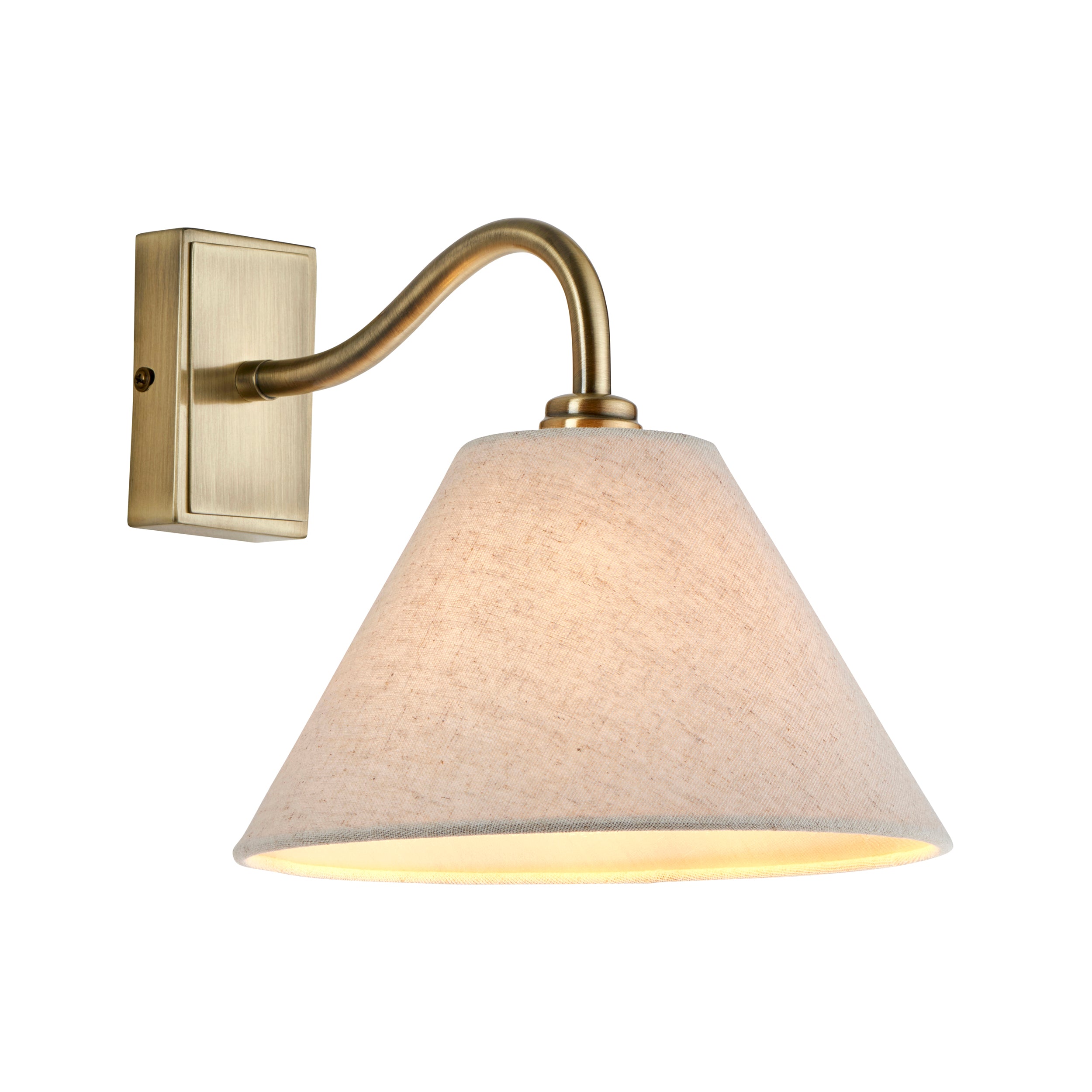 Knole Brass Wall Light - Faux Fabric Shade 116911 by Endon Lighting