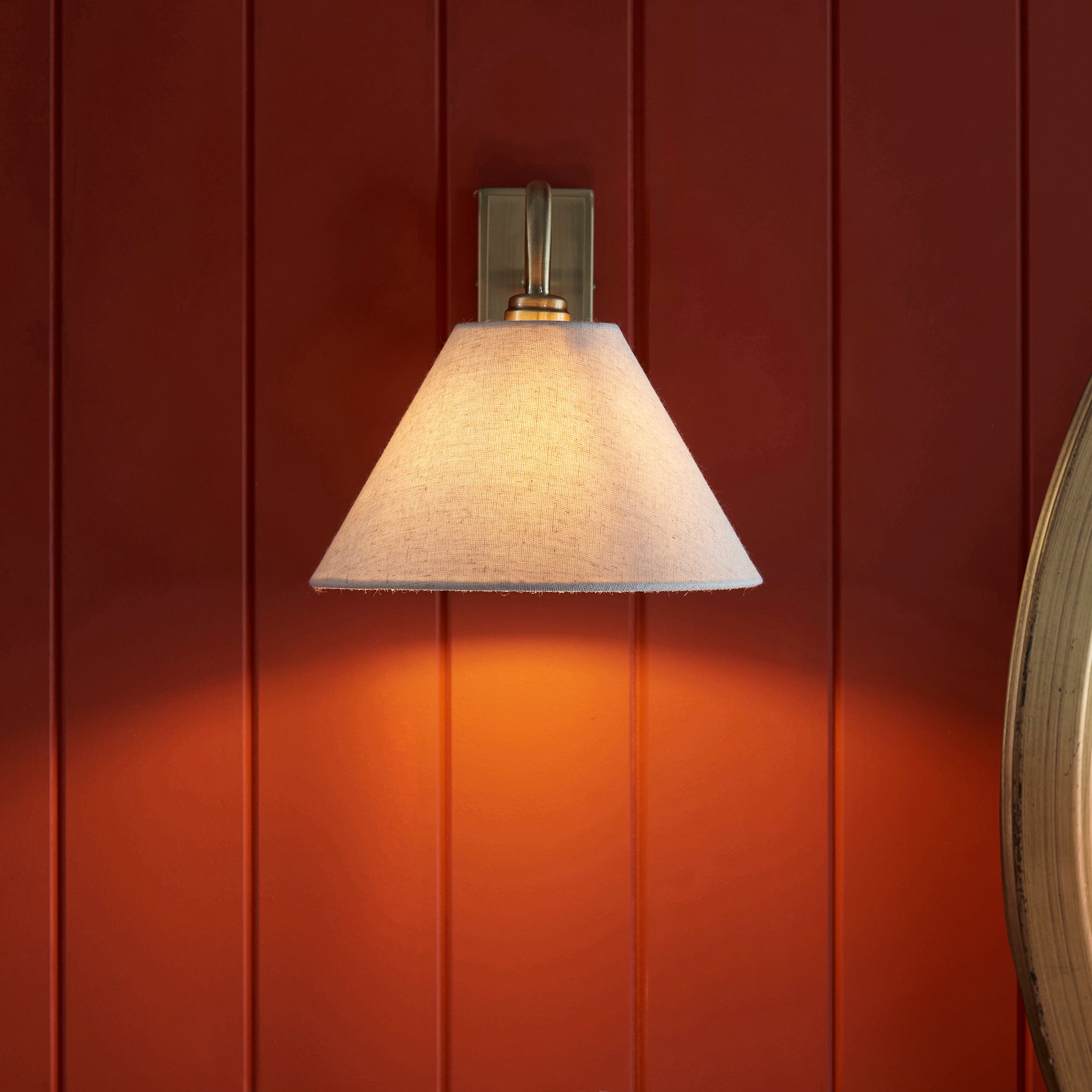 Knole Brass Wall Light - Faux Fabric Shade