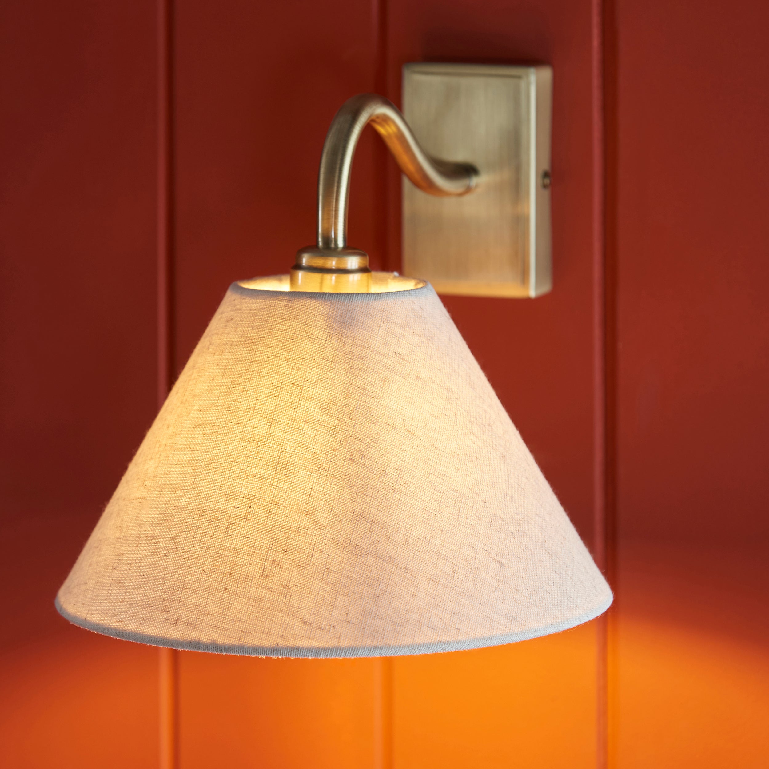 Knole Brass Wall Light - Faux Fabric Shade