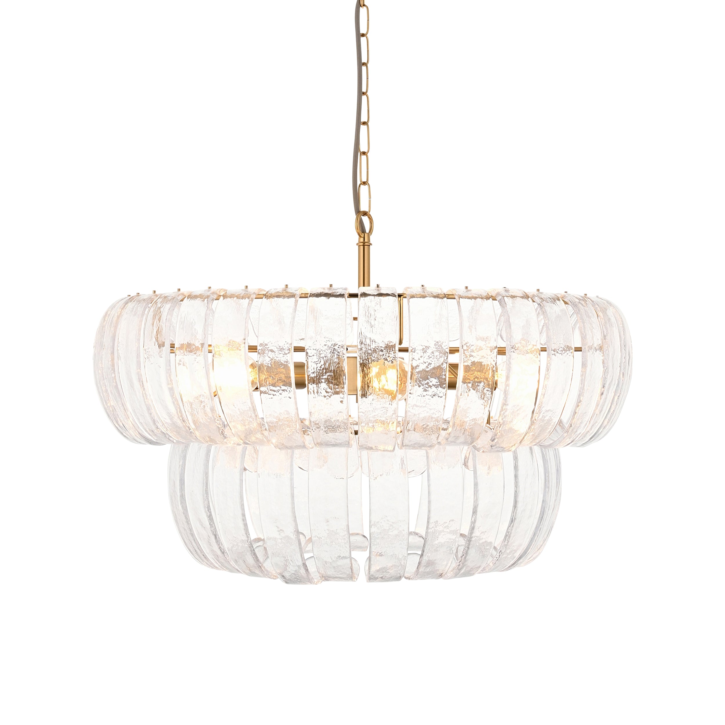 Montrose 6 Light Brass Handmade Curved Glass Pendant 116976 by Endon Lighting