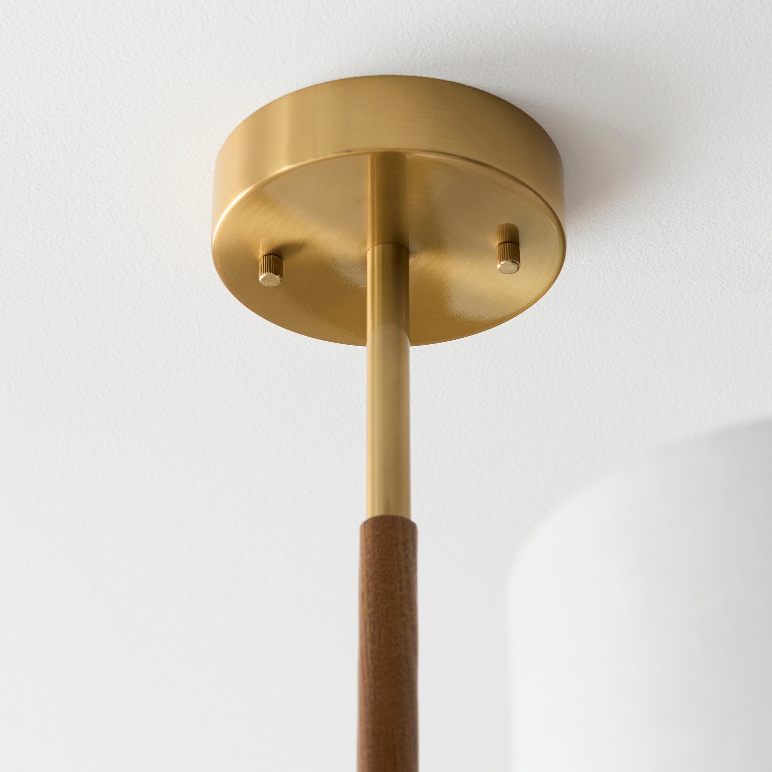 Heathcliff 3 Arm Solid Wood & Brass Semi Flush Ceiling Light