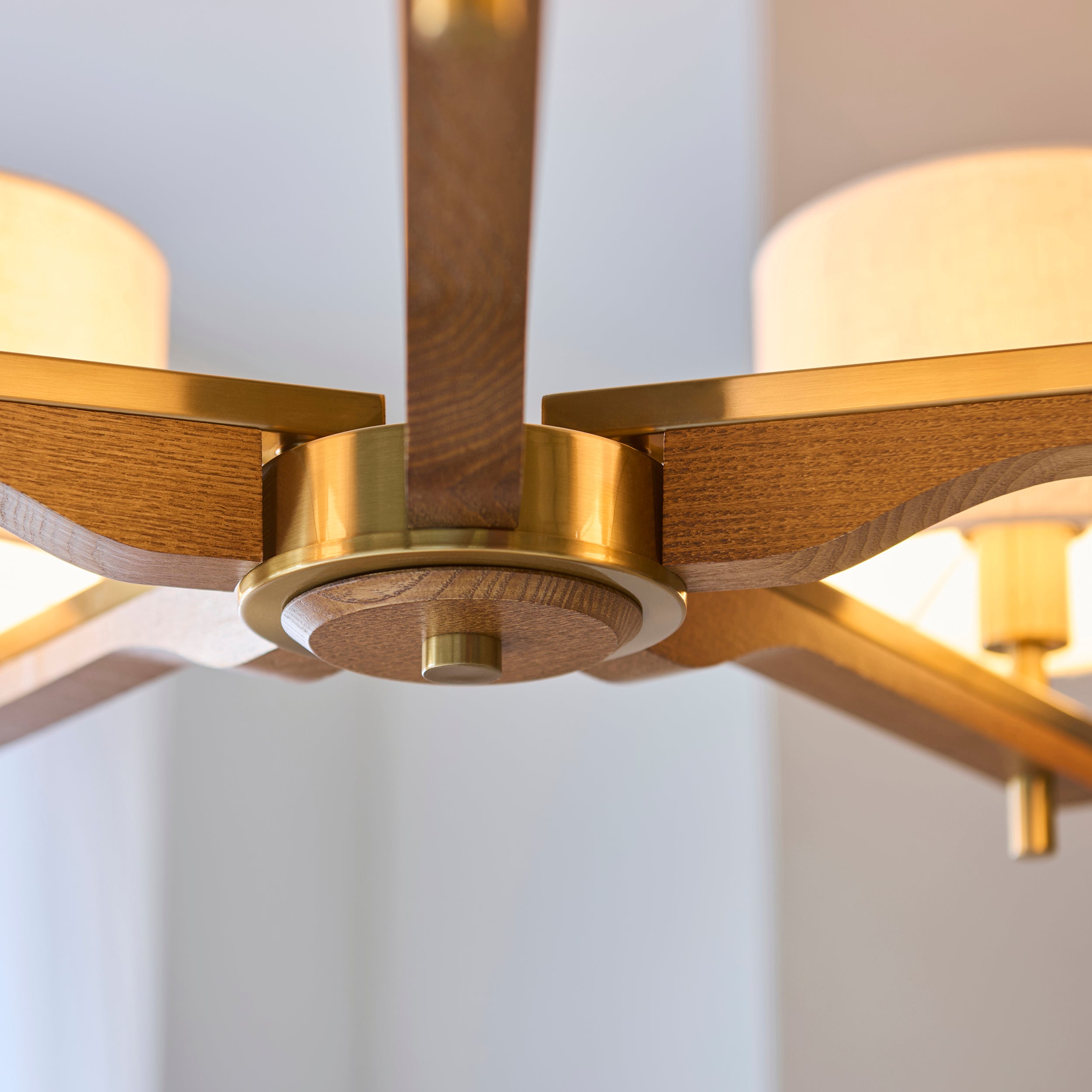 Heathcliff 5 Arm Solid Wood & Brass Pendant Ceiling Light