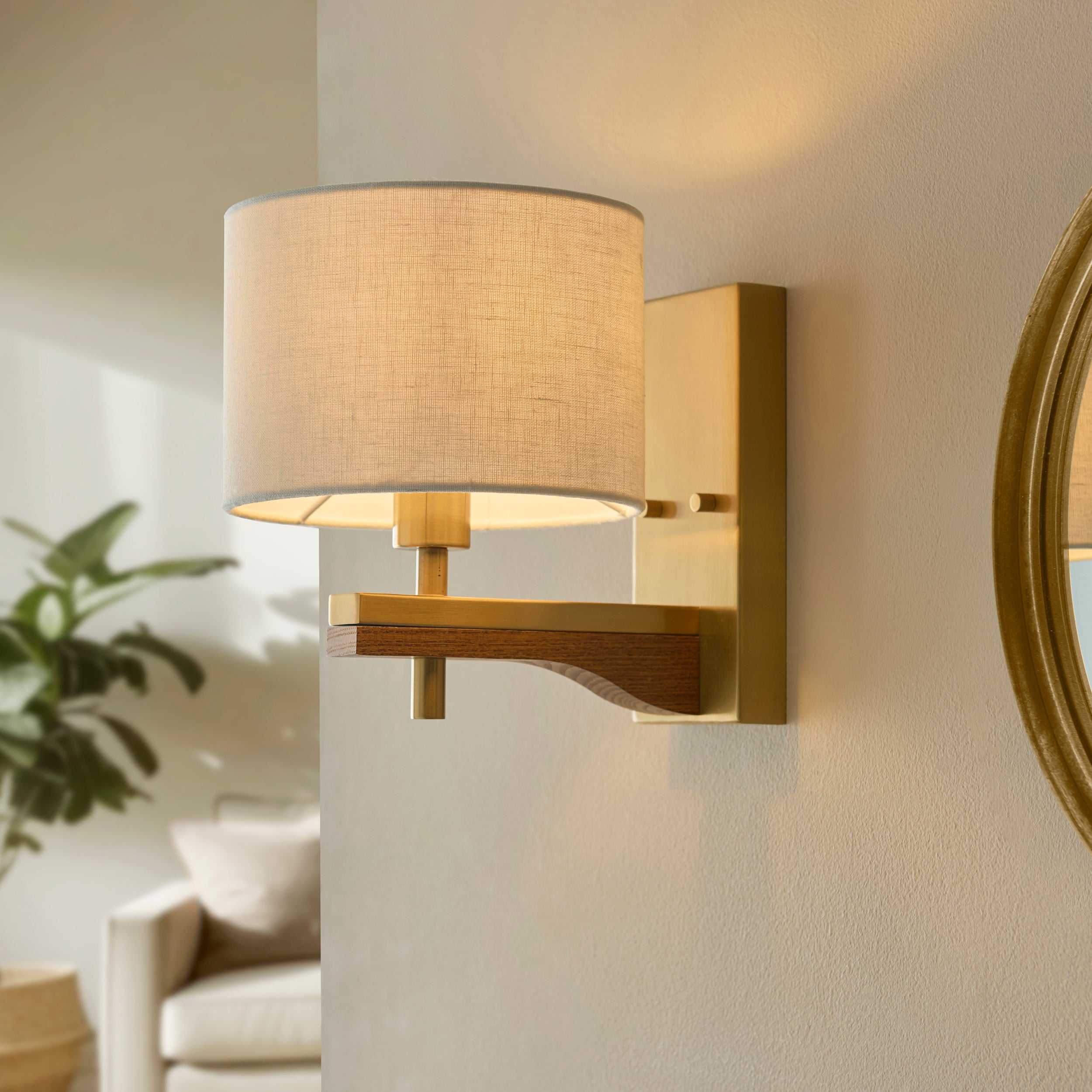 Heathcliff Solid Wood & Brass Wall Light
