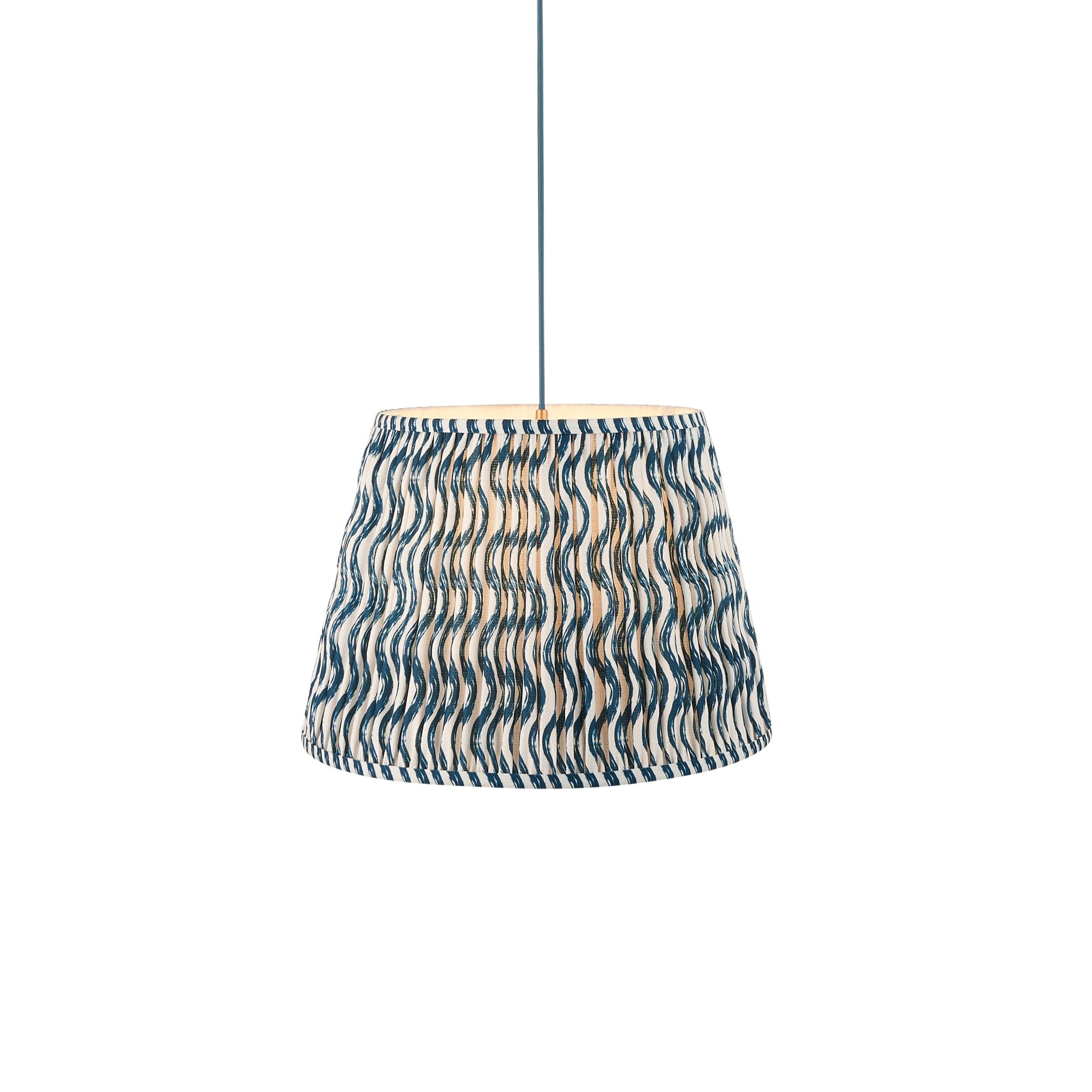 Eltham Ceiling Pendant Light With Blue Flex and Large Ripple 40cm Shade