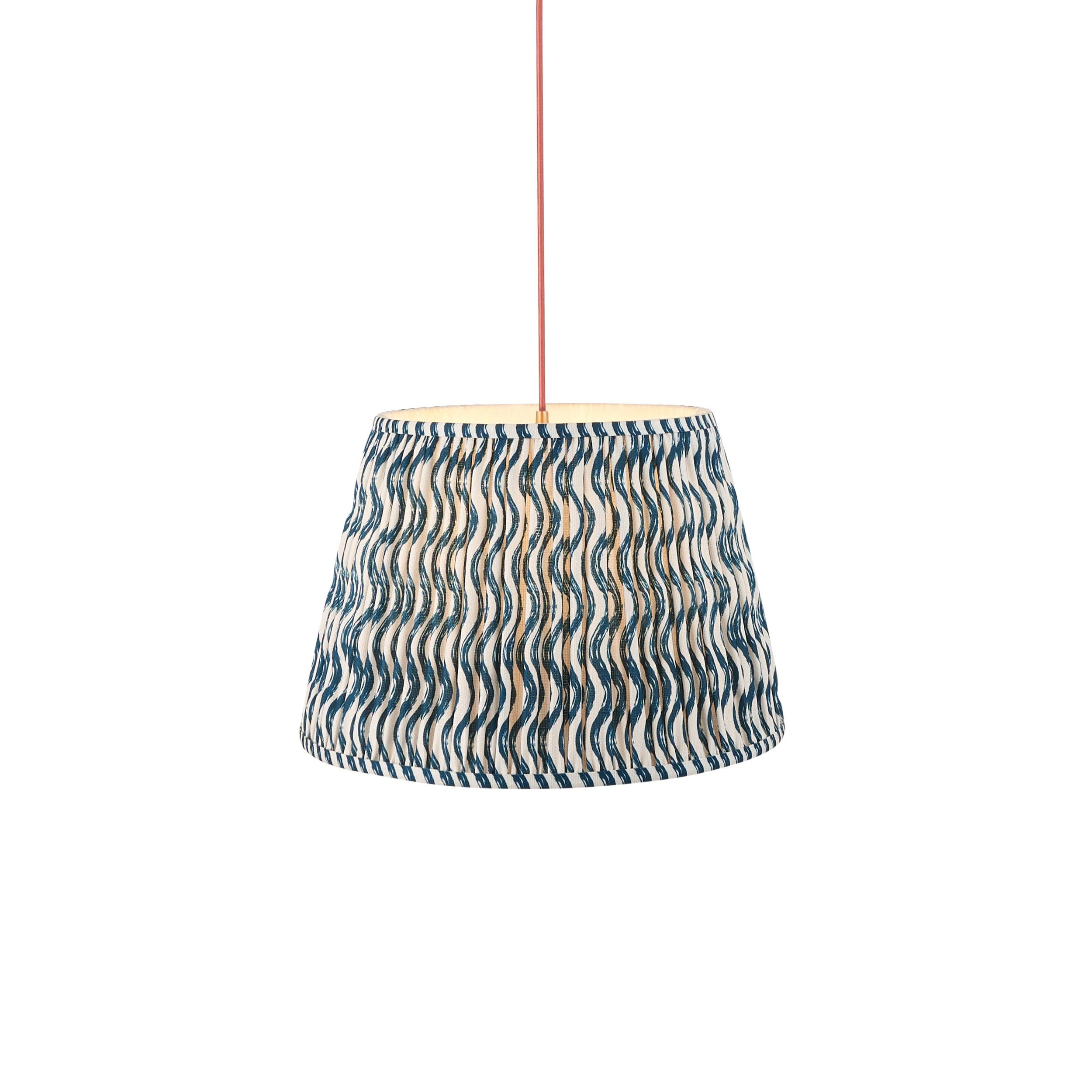 Eltham Ceiling Pendant Light With Red Flex and Large Ripple 40cm Shade
