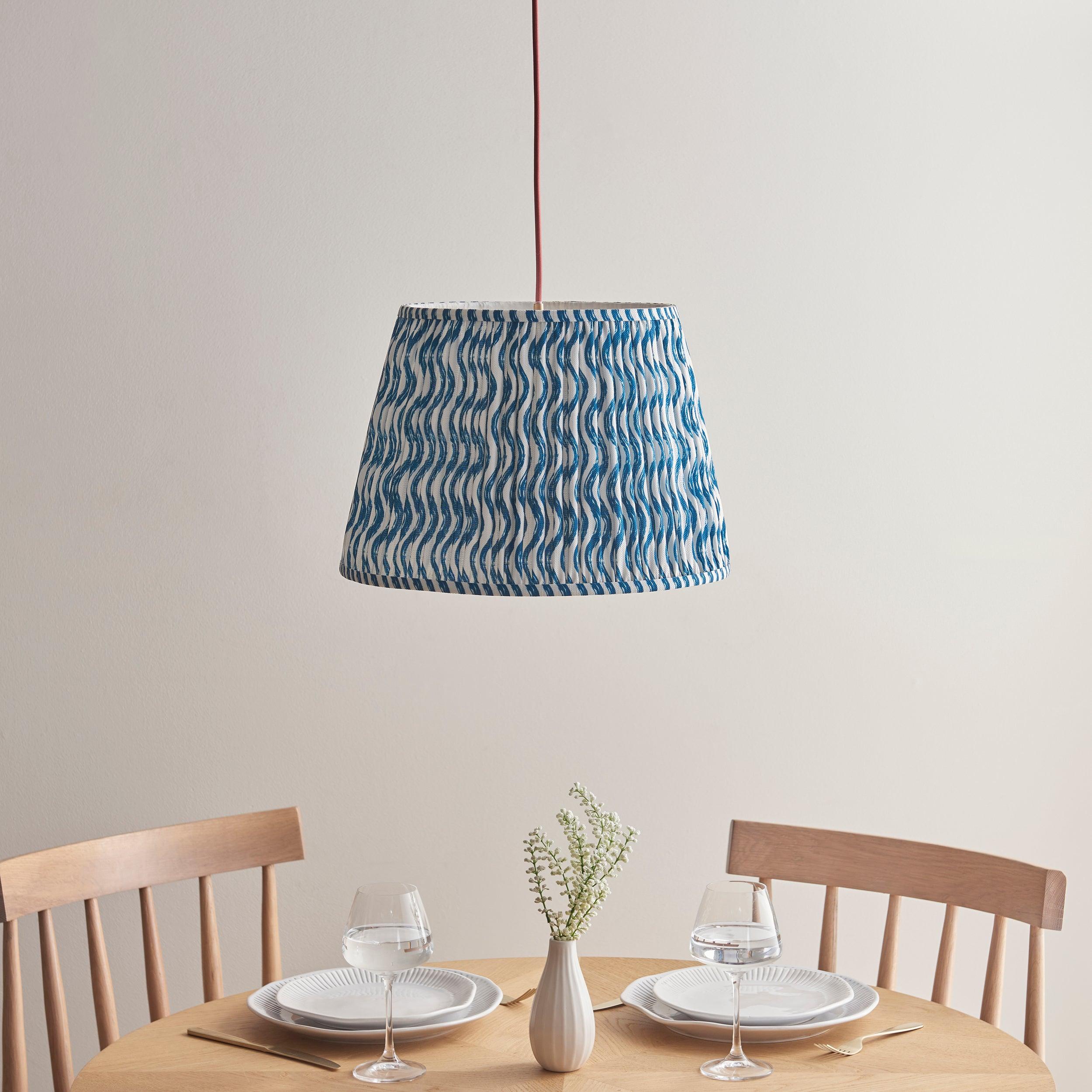 Eltham Ceiling Pendant Light With Red Flex and Large Ripple 40cm Shade
