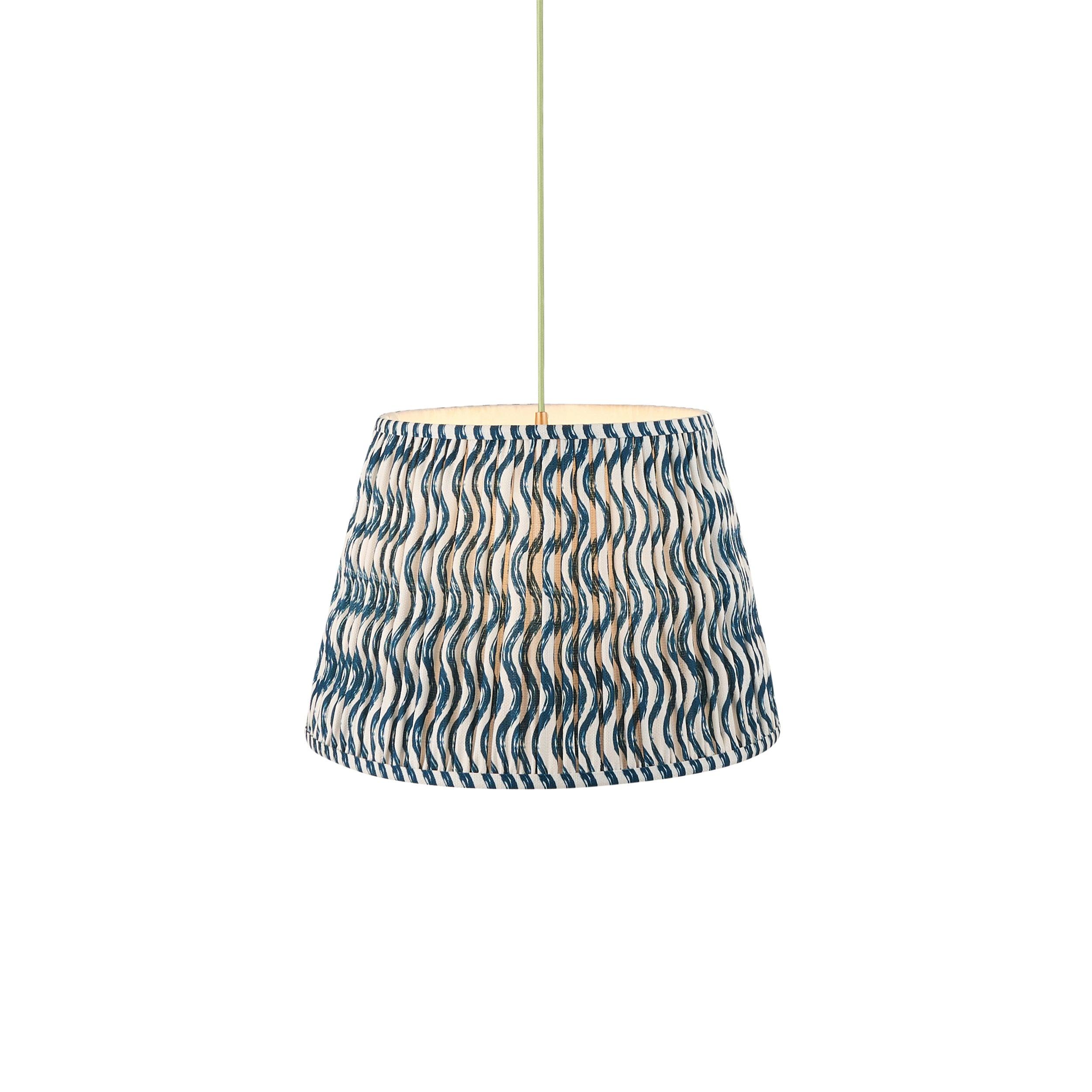 Eltham Ceiling Pendant Light With Green Flex and Large Ripple 40cm Shade