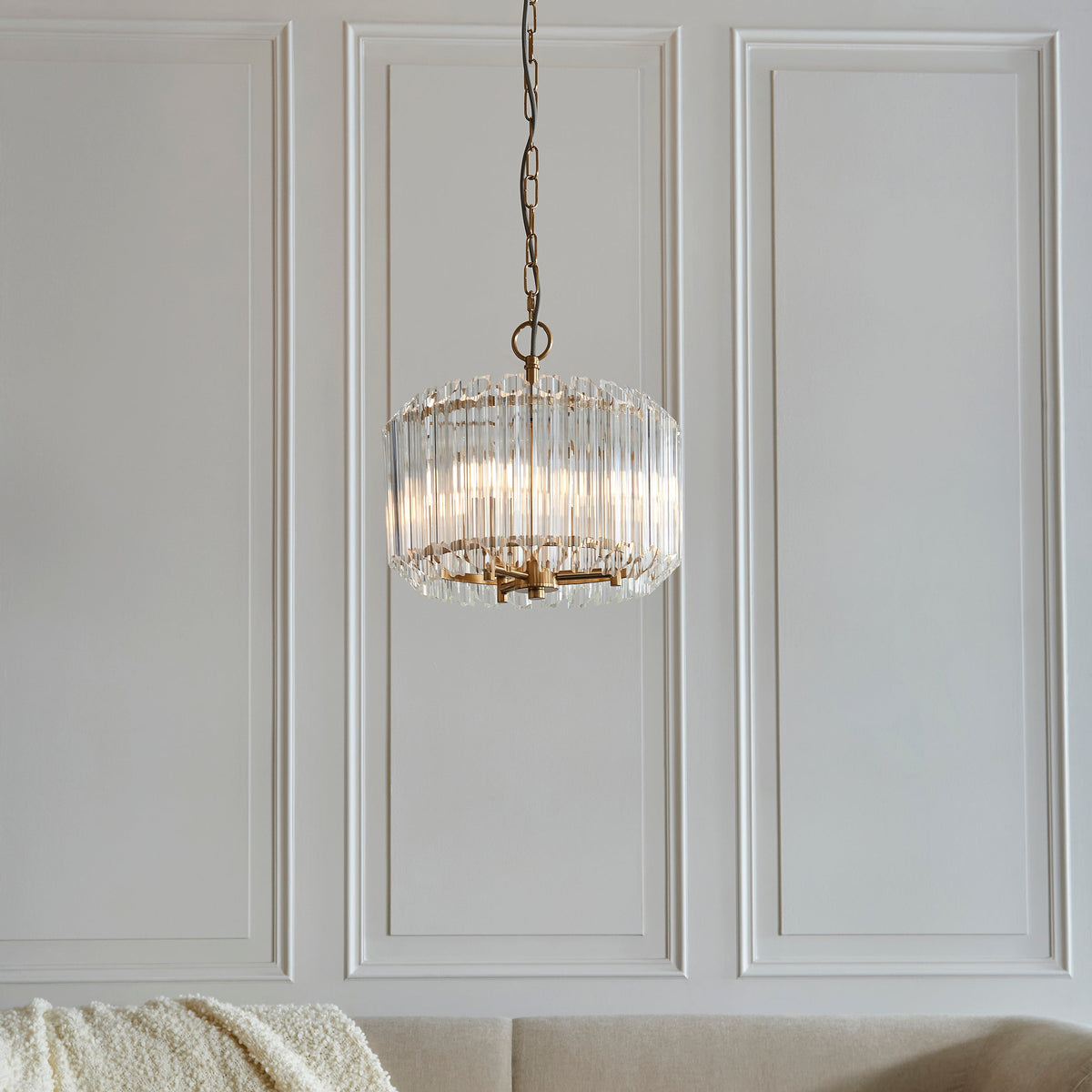 Valentina Brass 3 Light Pendant - Hexagonal Glass Rods-warehouse-180926