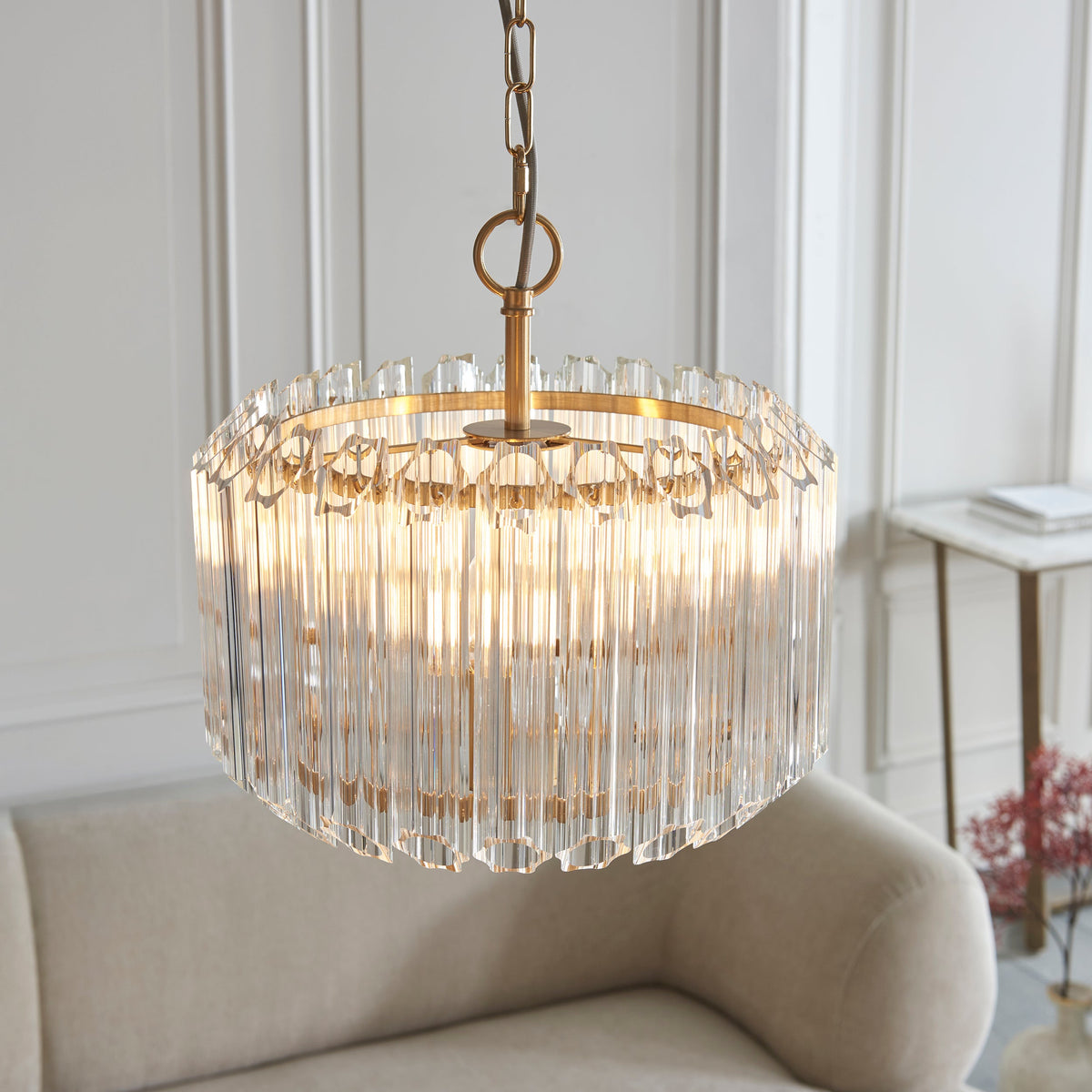 Valentina Brass 3 Light Pendant - Hexagonal Glass Rods-warehouse-180926