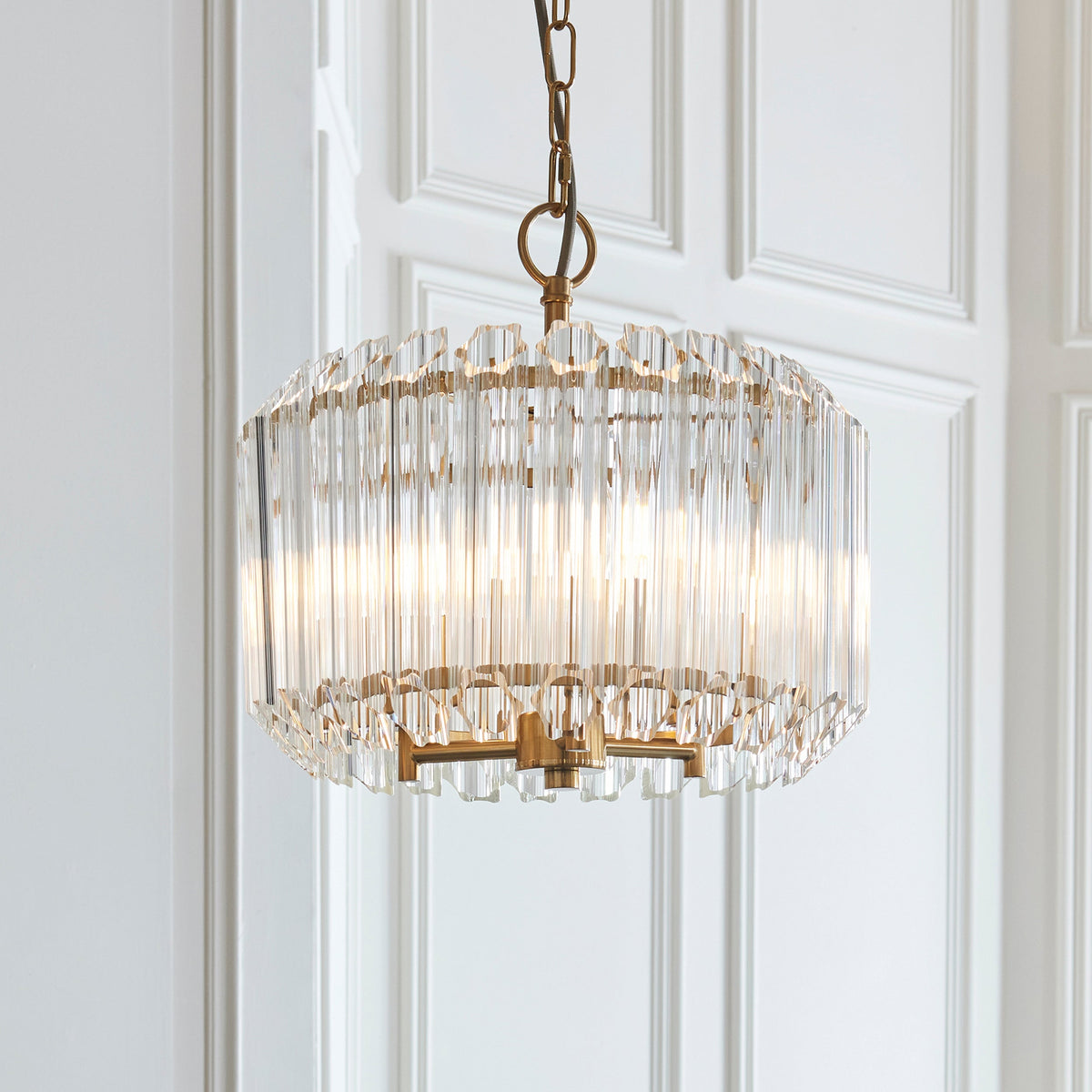 Valentina Brass 3 Light Pendant - Hexagonal Glass Rods-warehouse-180926