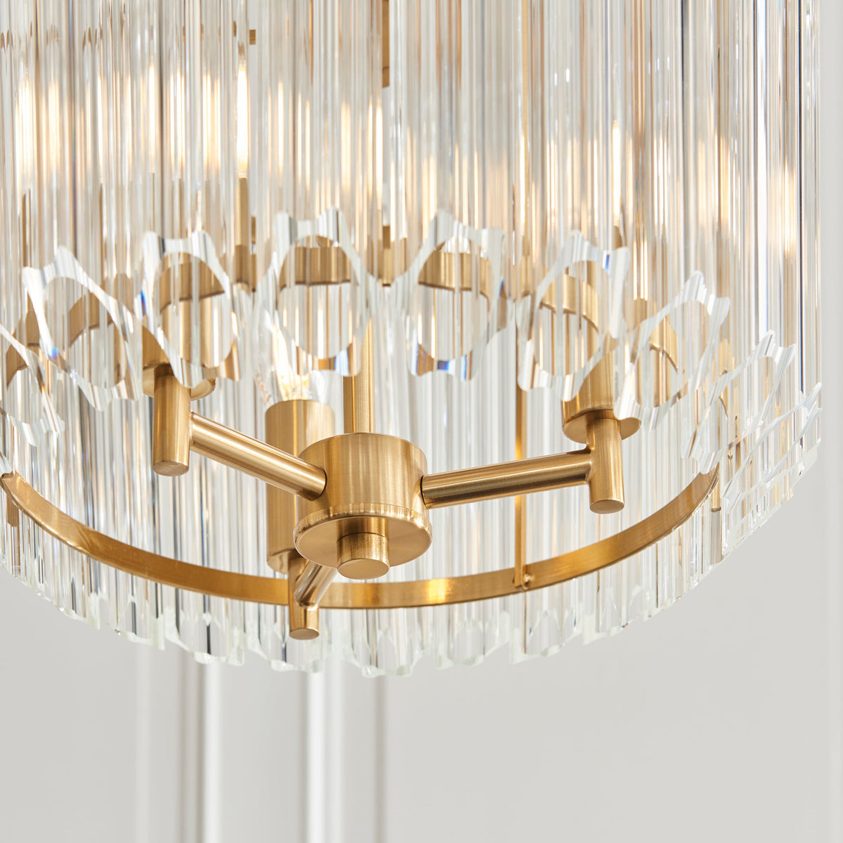 Valentina Brass 3 Light Pendant - Hexagonal Glass Rods-warehouse-180926