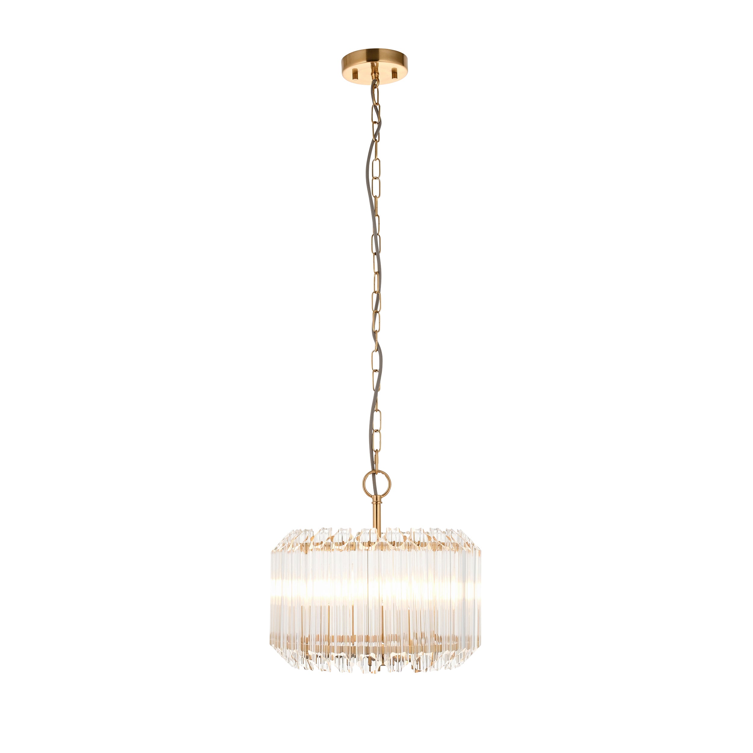 Valentina Brass 3 Light Pendant - Hexagonal Glass Rods