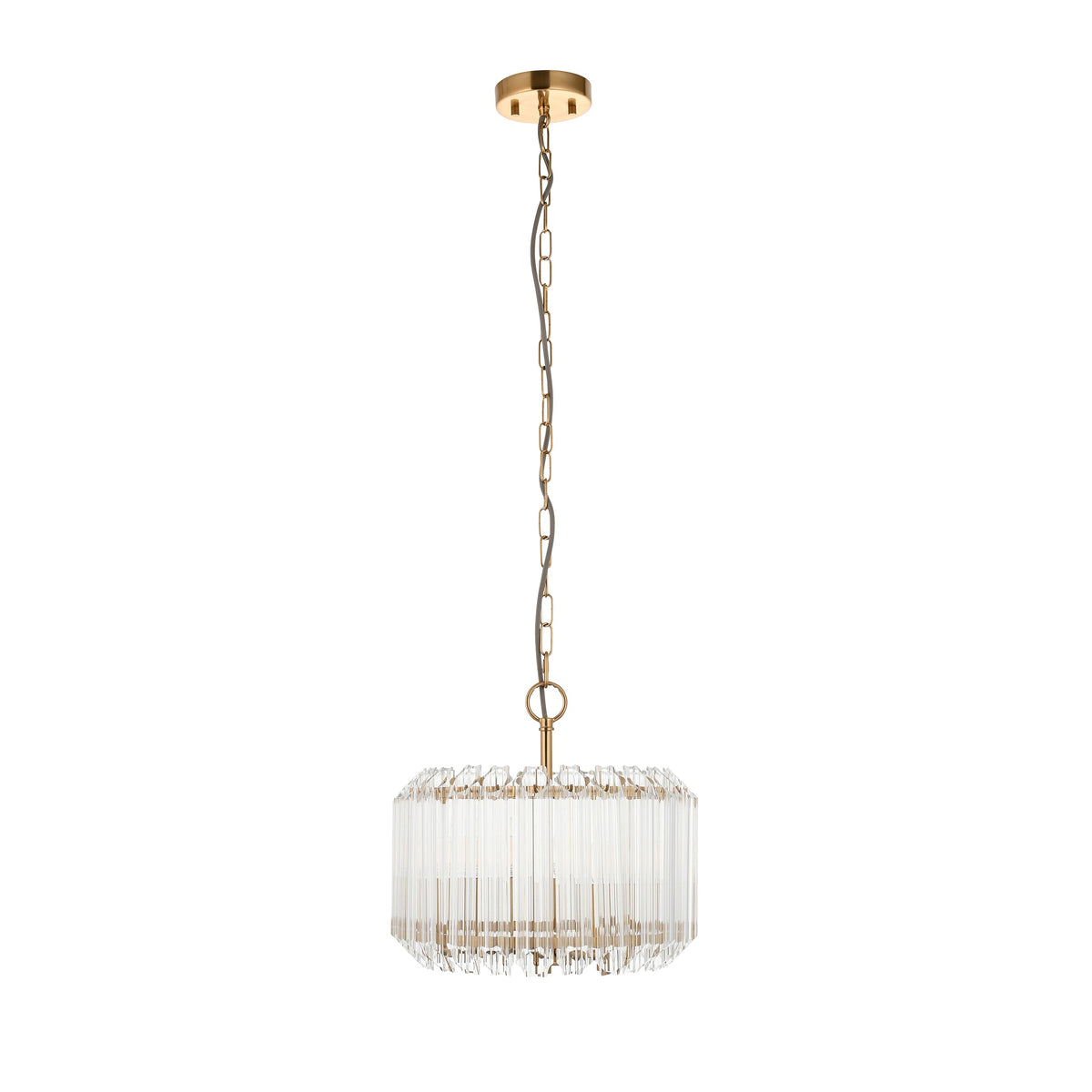 Valentina Brass 3 Light Pendant - Hexagonal Glass Rods-warehouse-180926