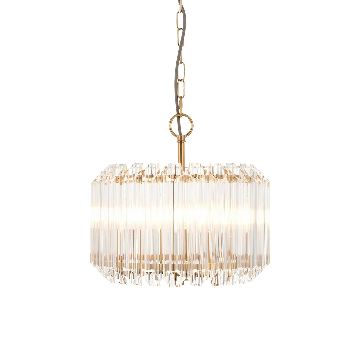 Valentina Brass 3 Light Pendant - Hexagonal Glass Rods-warehouse-180926