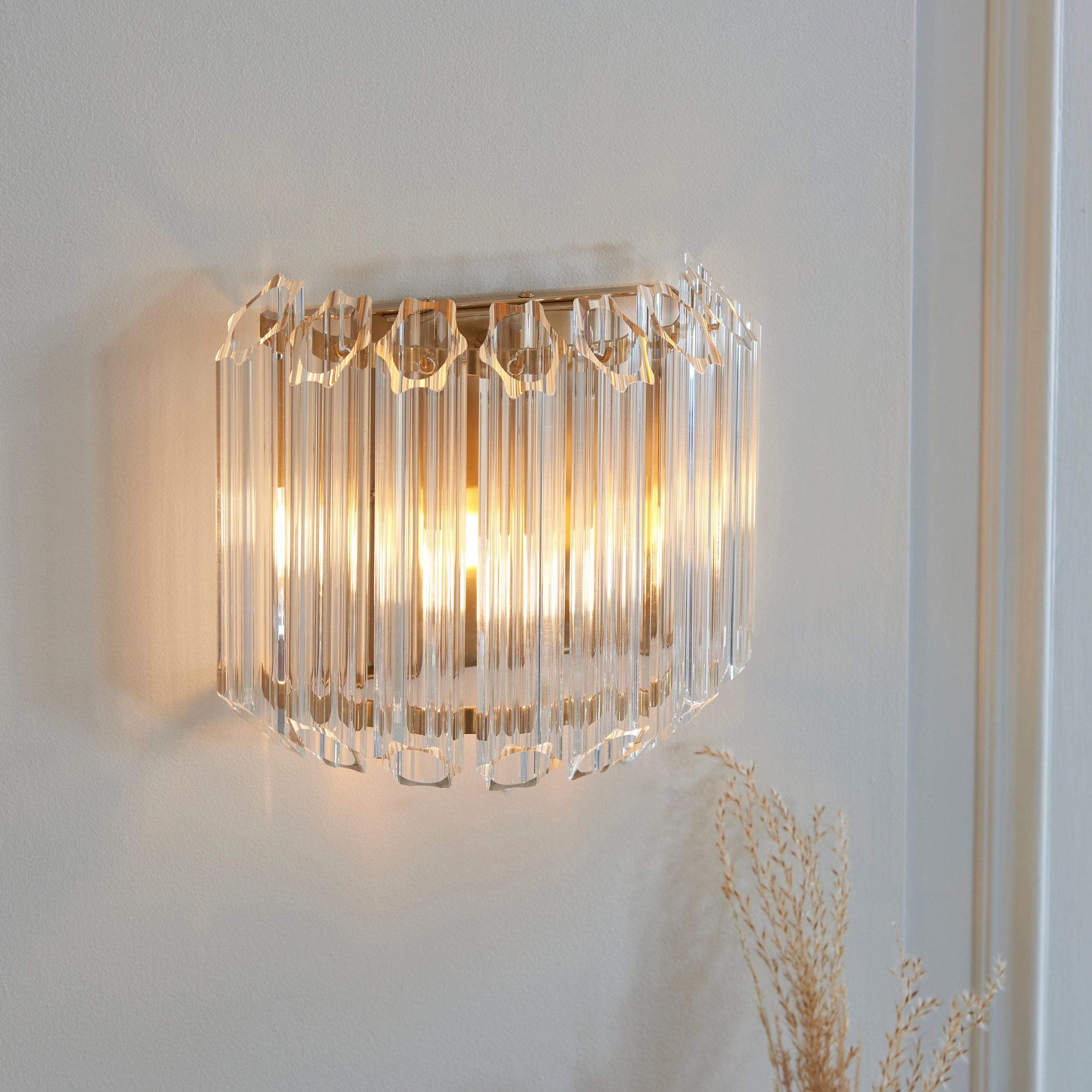 Valentina Brass Wall Light - Hexagonal Glass Rods