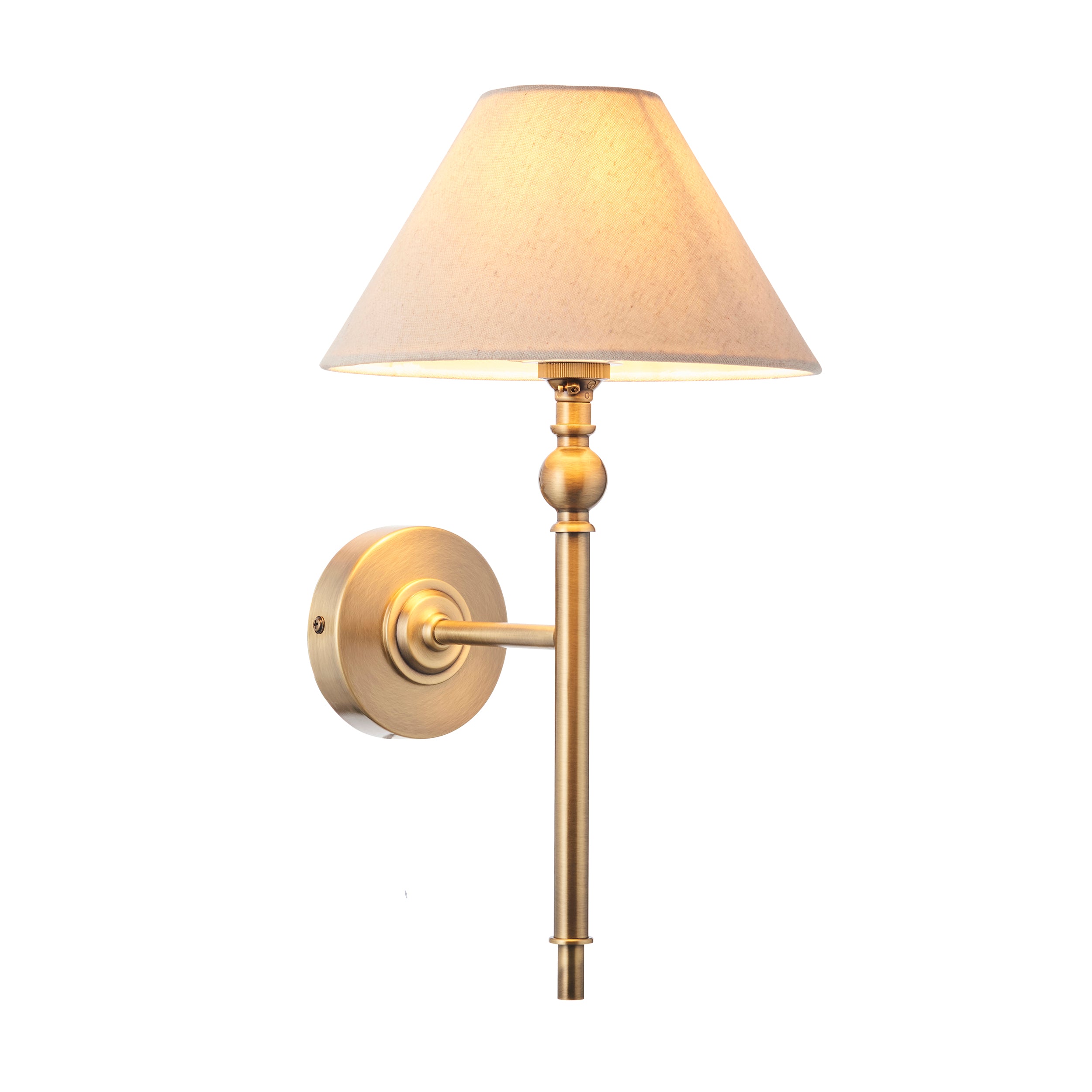 Endon Lille Brass Wall Light - Natural Linen Shade