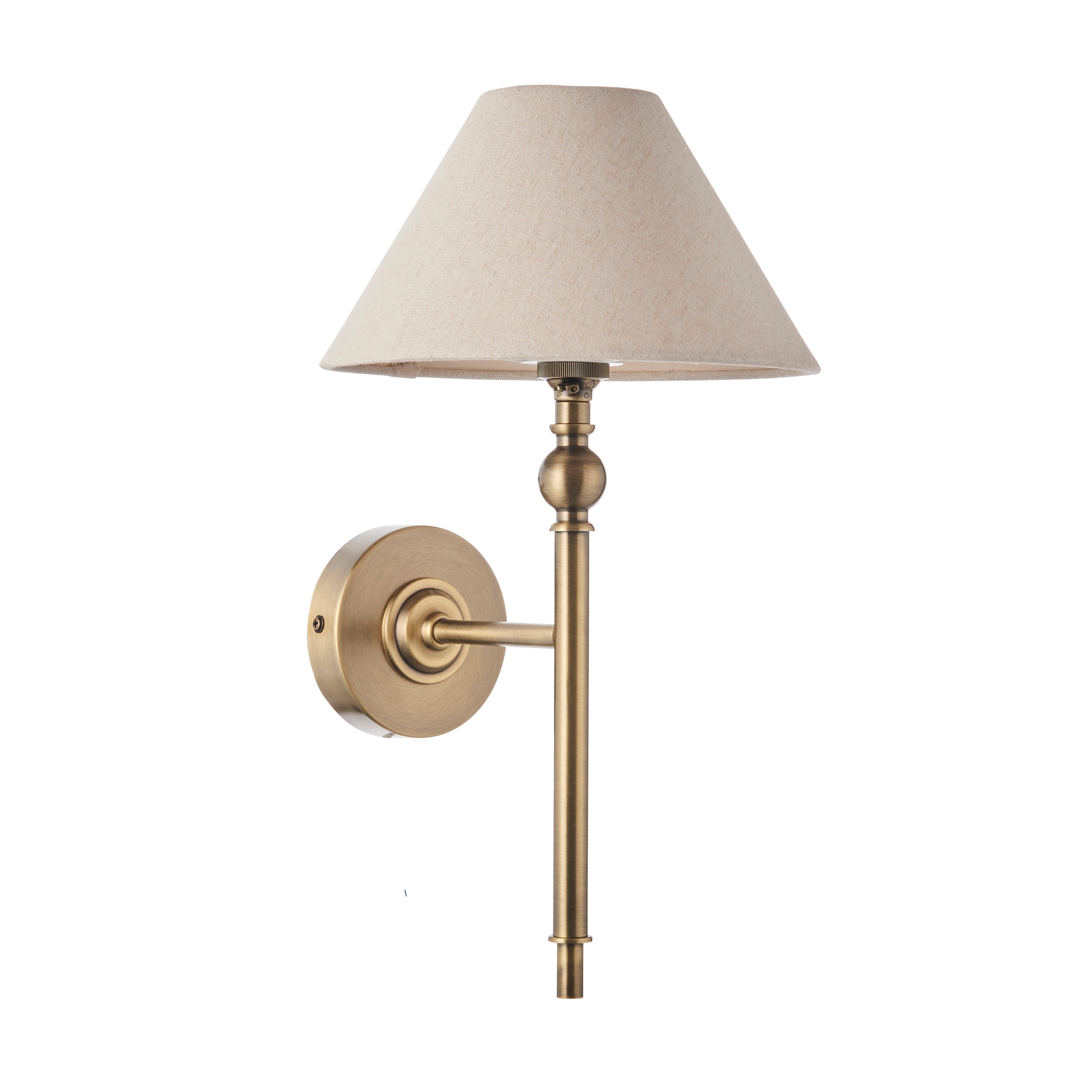 Endon Lille Brass Wall Light - Natural Linen Shade