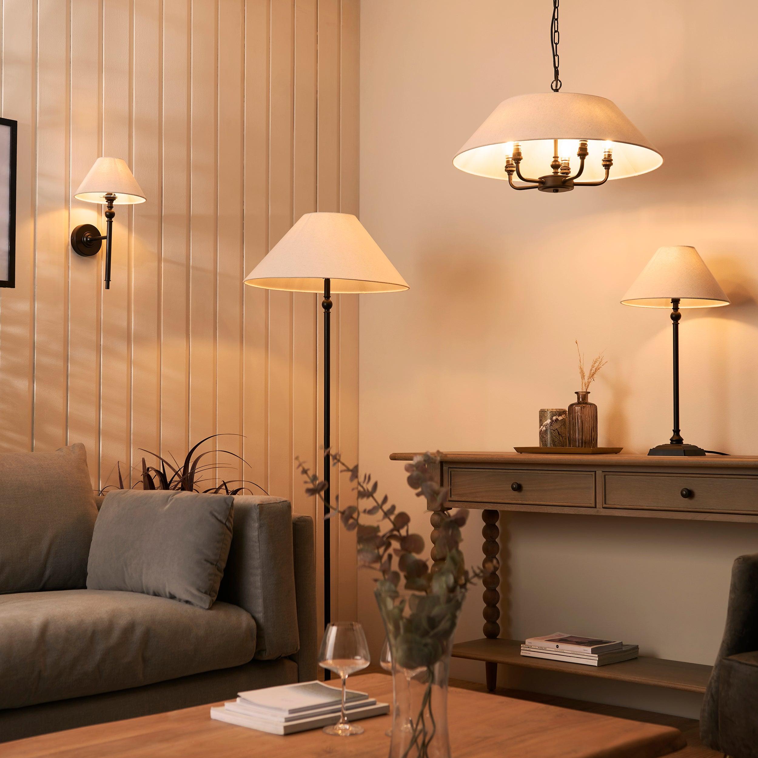 Endon Lille Black Table Lamp With 31cm Linen Shade