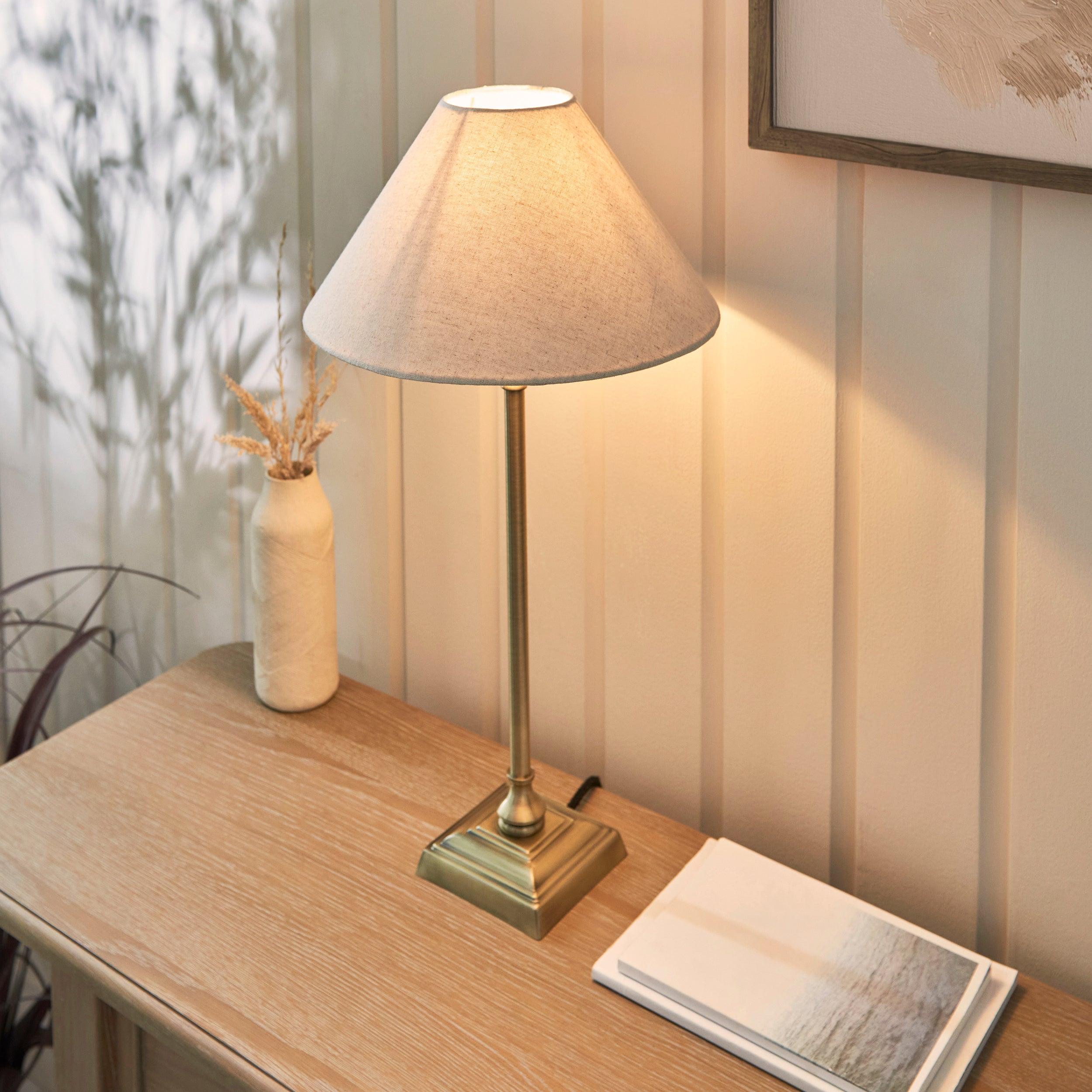 Endon Lille Brass Table Lamp With 31cm Linen Shade
