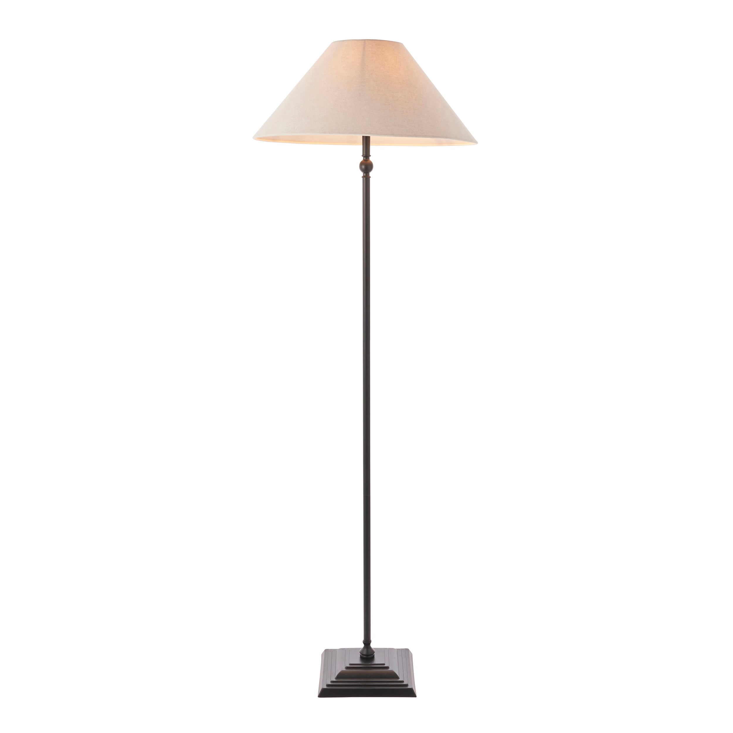 Lille Antique Black 1 Light Floor Lamp Linen Shade