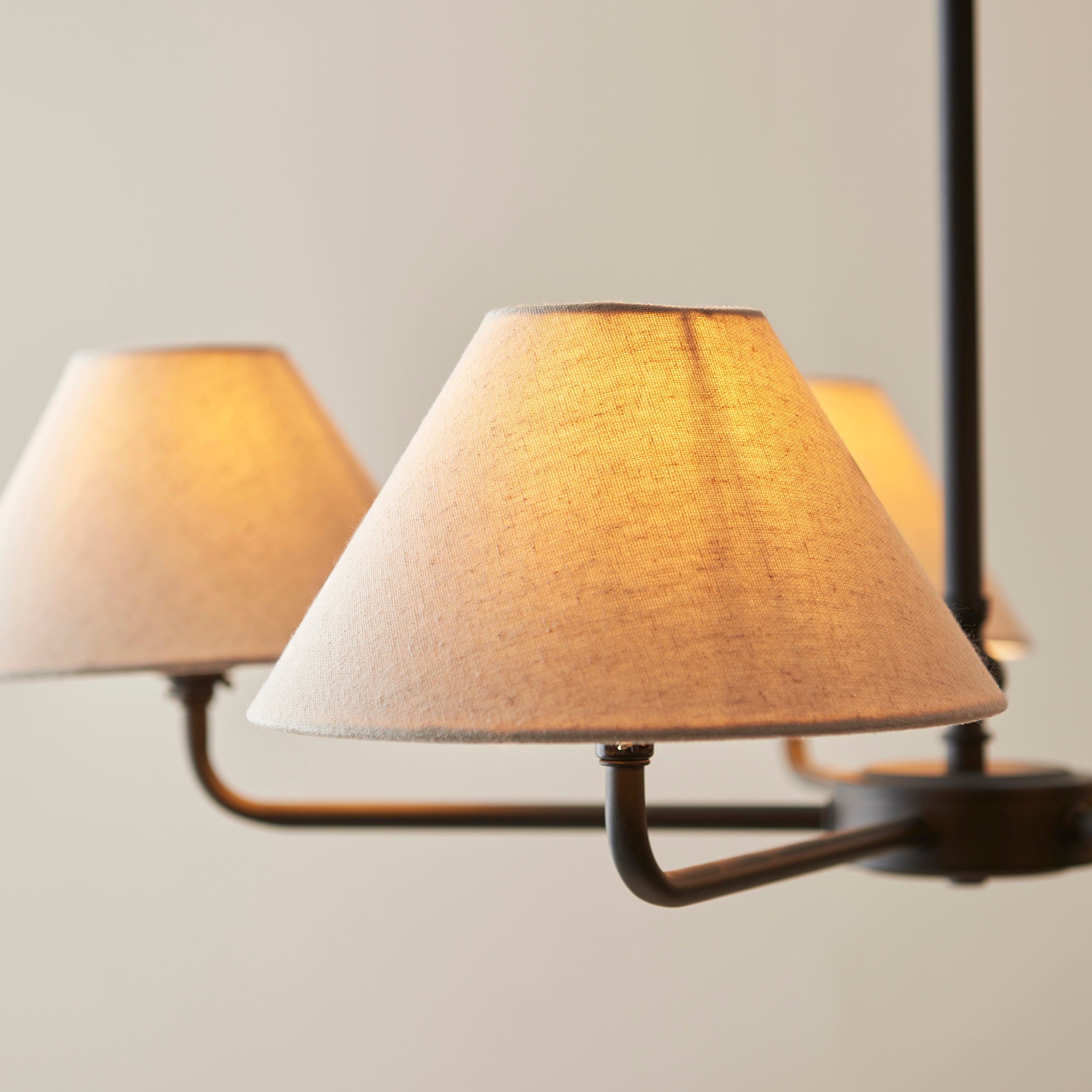 Lille Black 5 Light Pendant - Linen Shade