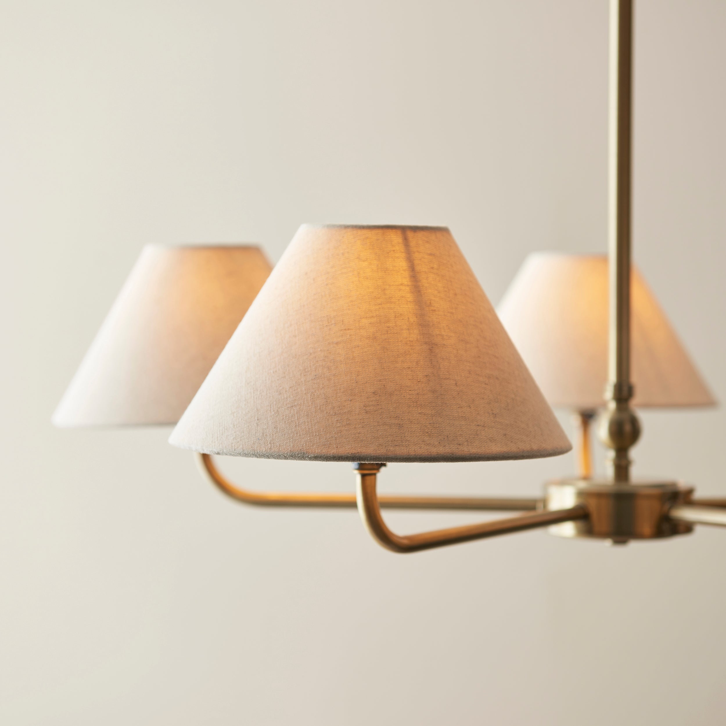 Lille Brass 5 Light Pendant - Linen Shade