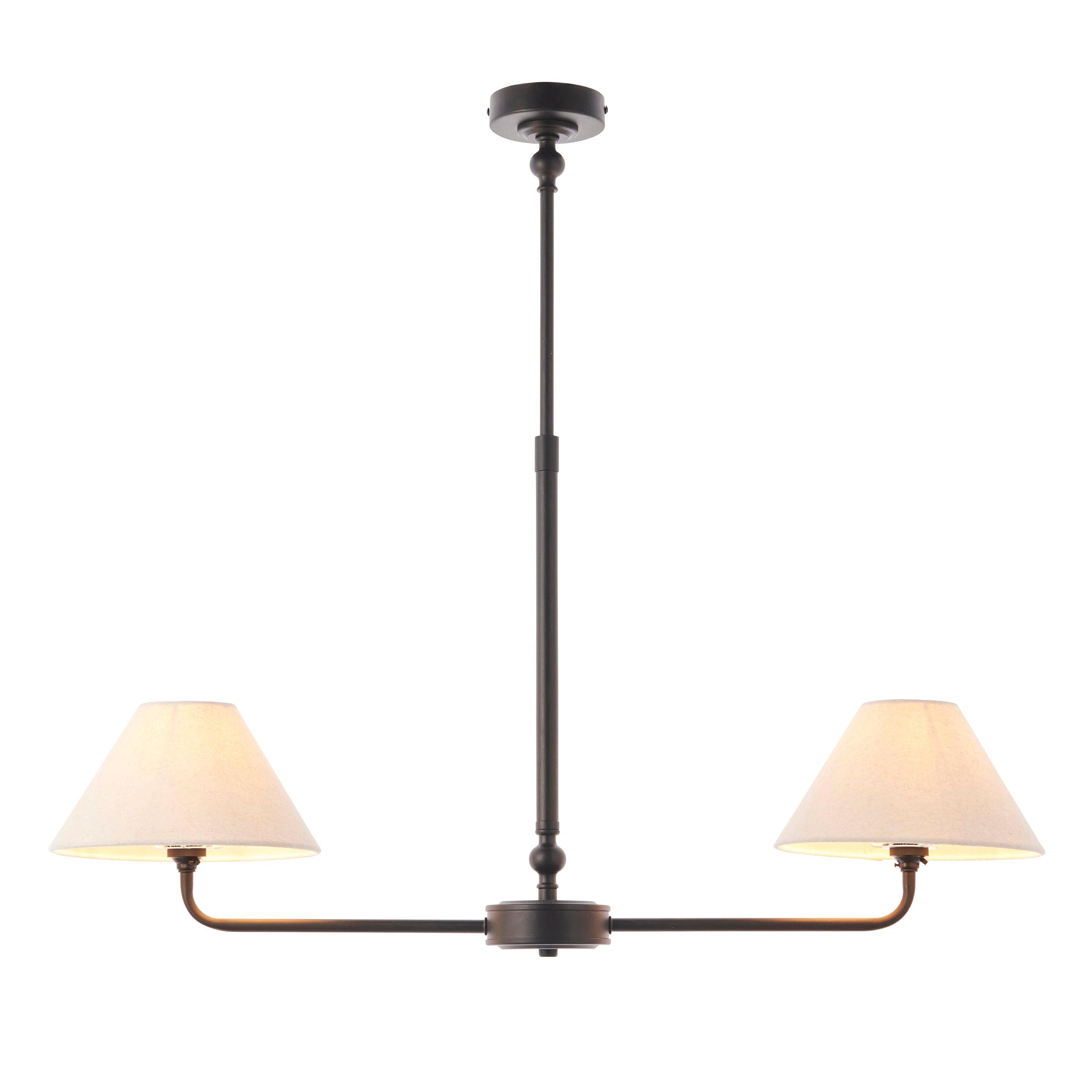 Lille Black 2 Light Pendant - Linen Shade 117834 by Endon Lighting