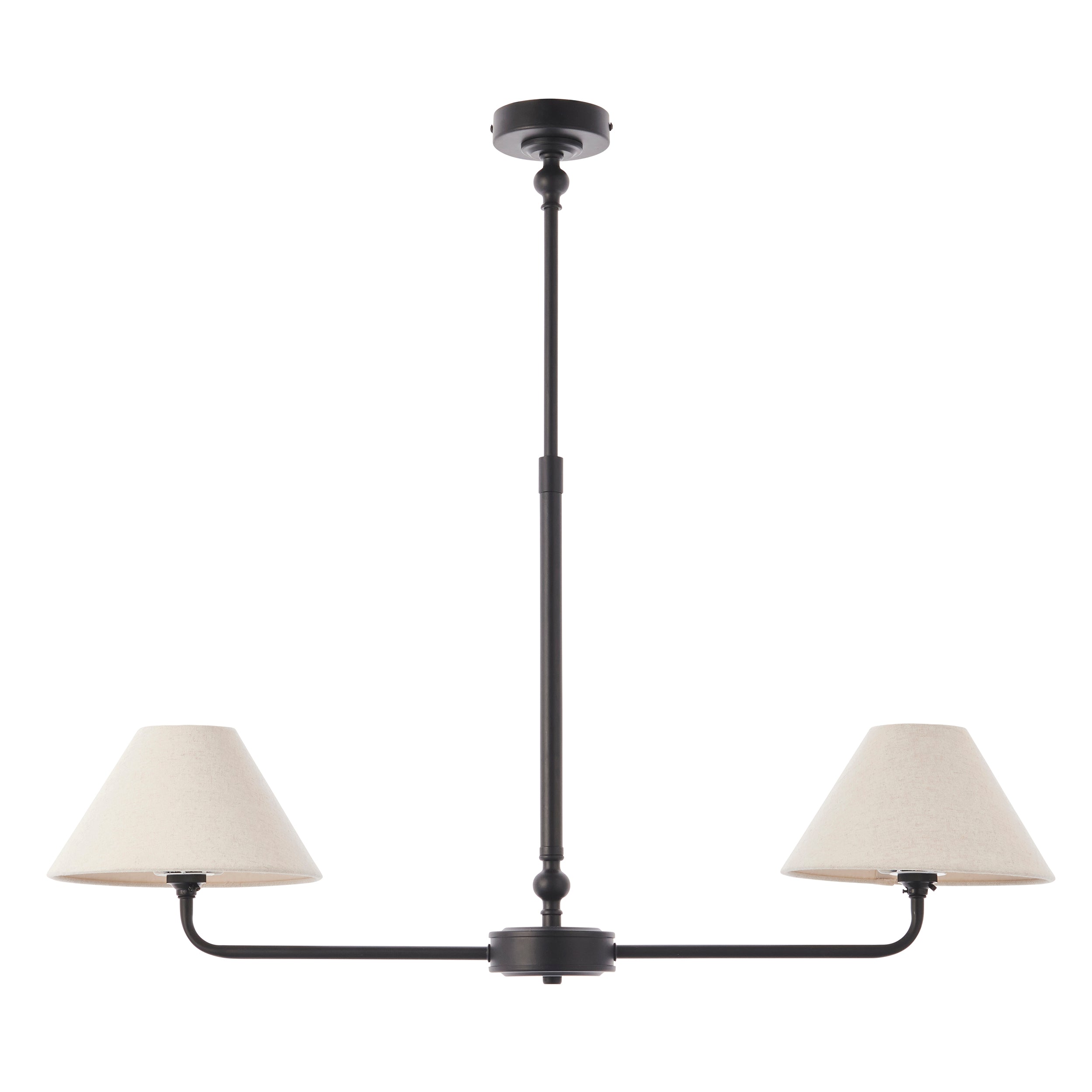 Lille Black 2 Light Pendant - Linen Shade